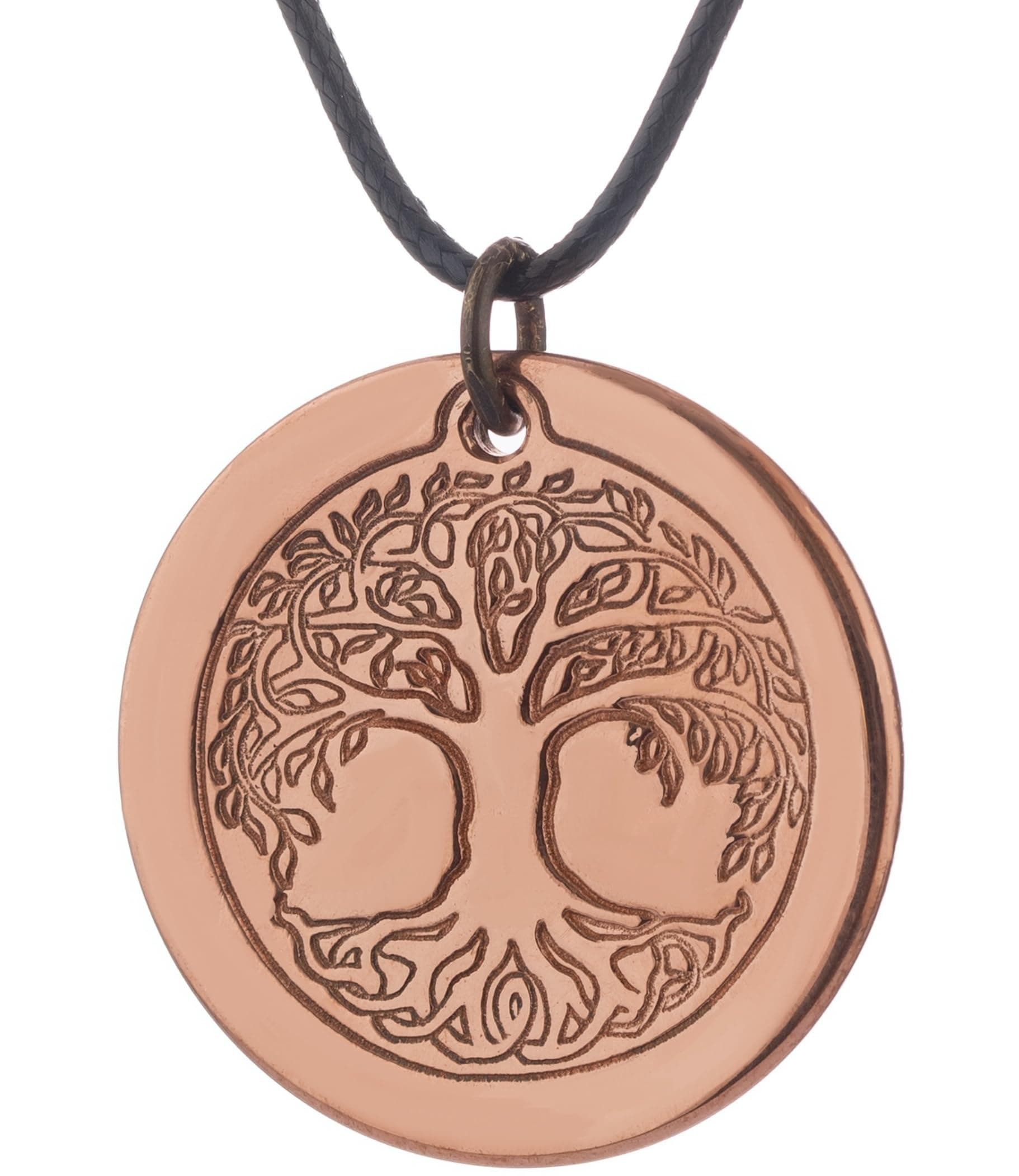 Solid Copper Tree of Life Pendant Necklace, 2.5mm Thick, 1.5 Inches Diameter, Uncoated, Unisex, Handmade in Turkey