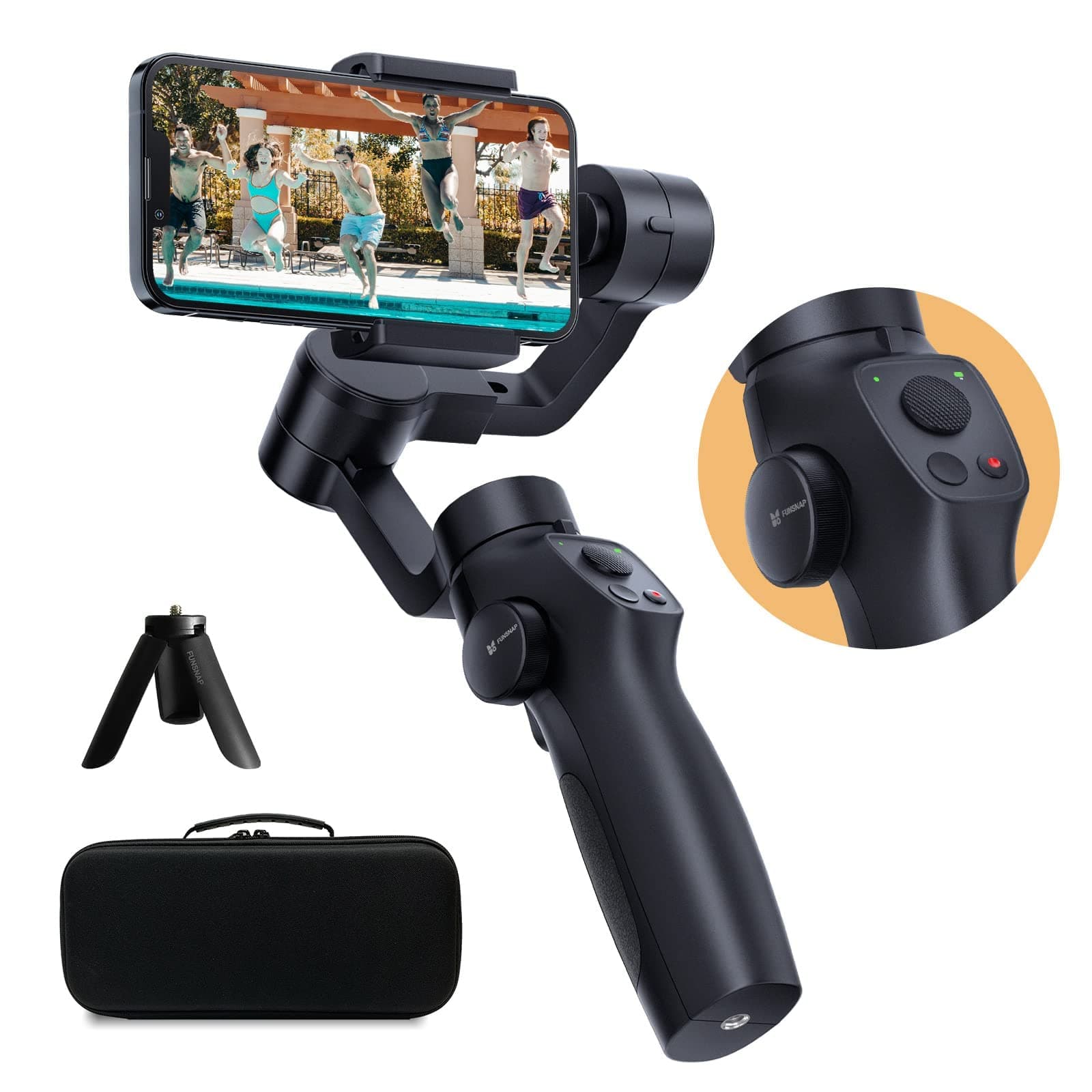 KASTWAVE 3-Axis Gimbal Stabilizer for Smartphone, Upgraded Face Tracking Focus Wheel Foldable Gimbal with Focus Wheel, Phone Stabilizer for Video Recording Vlog - Capture 2s Combo