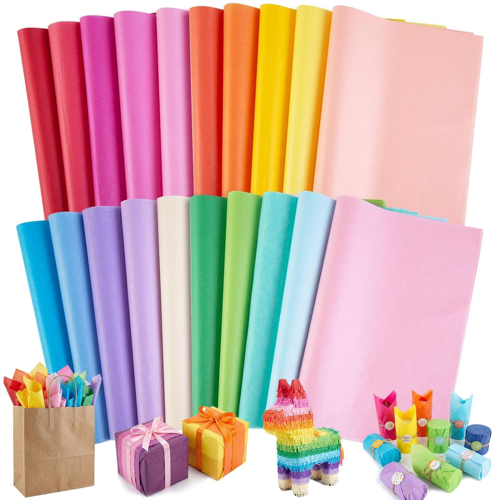 Koogel 330 Sheets Tissue Paper, 14x10 Inch Multicolor Wrapping Tissue Paper for Gift Bags Holiday Birthday DIY Crafts Project 20 Colors