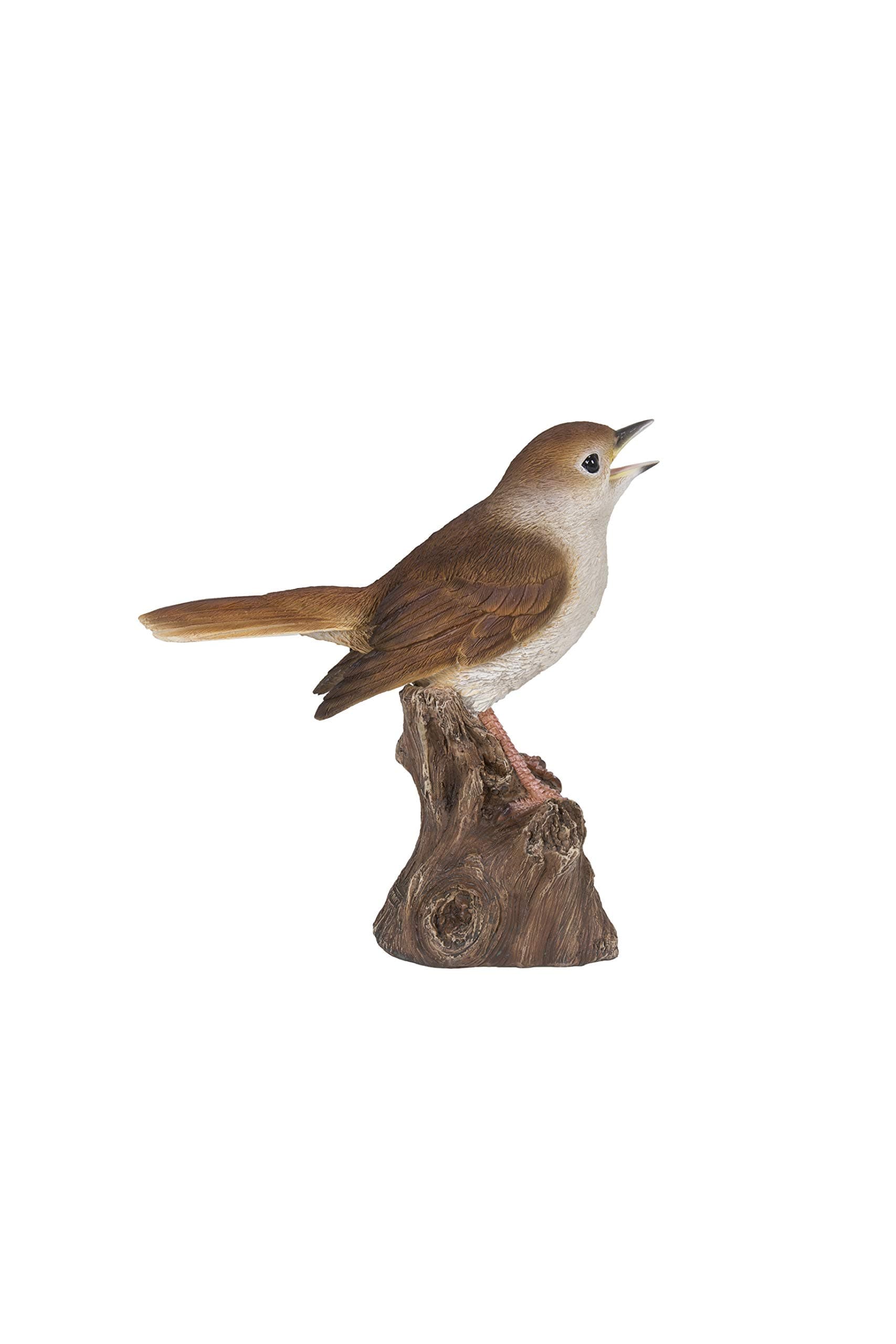 Hi-Line Gift Ltd. Motion Activated Singing Nightingale Standing ON Stump, Brown