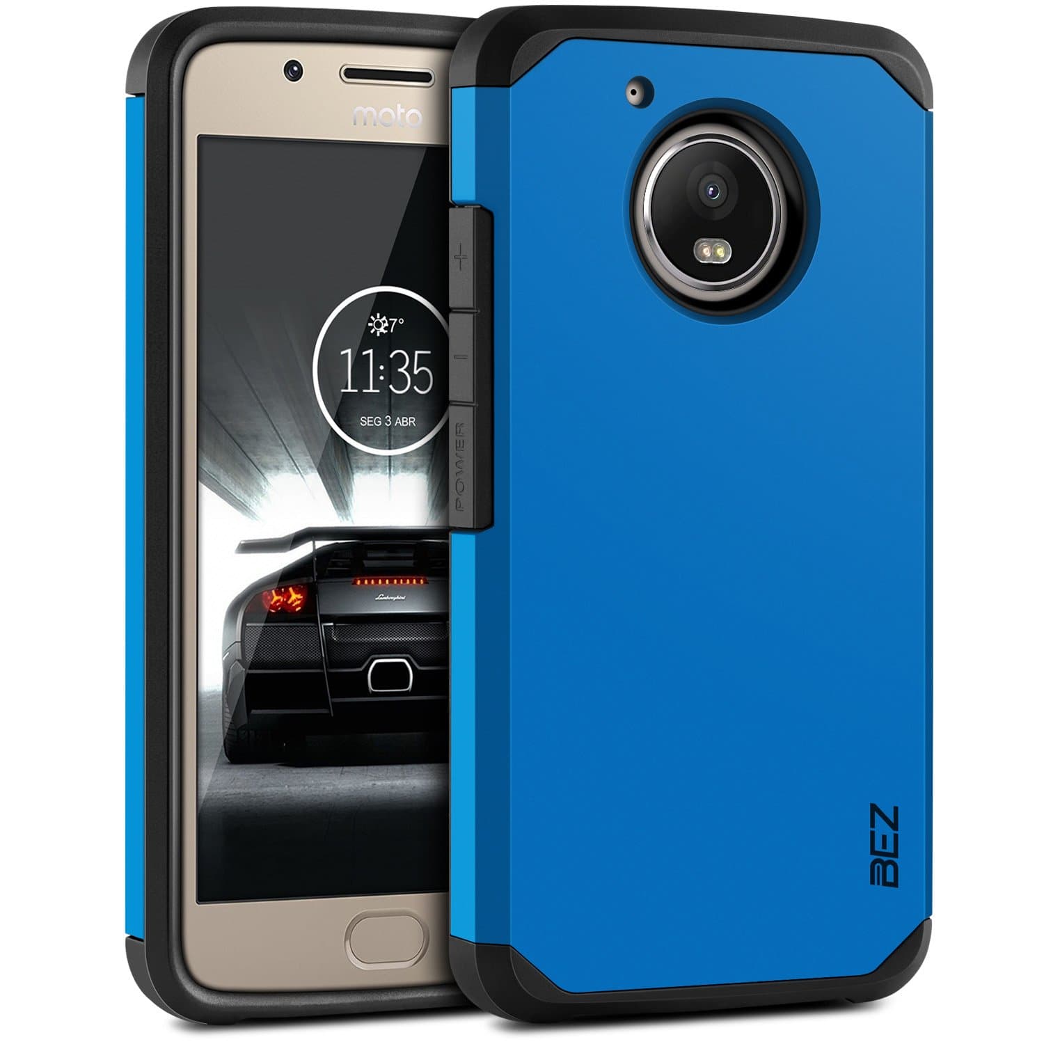 BEZ Case for Moto G5 Case, Shockproof Case Compatible with Motorola Moto G5, Shock Absorbing Best Heavy Duty Dual Layer Tough Cover - Blue Navy