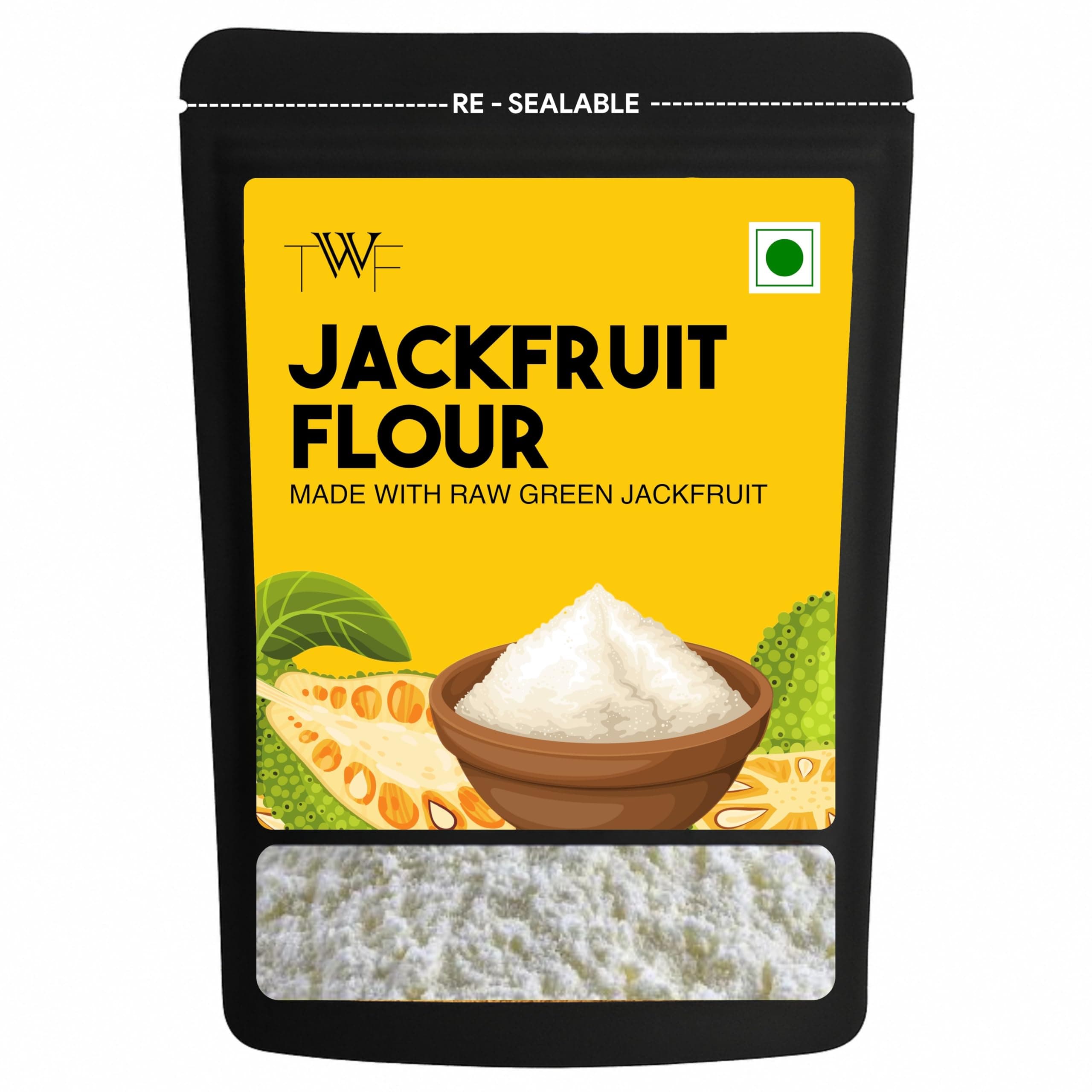 TWF Raw Jackfruit Flour | 200g | 100% Naturally Processed Kathal Atta | Fine Ground | Helps Control Blood Sugar | Gluten-Free | Zero Bitterness | No Preservatives