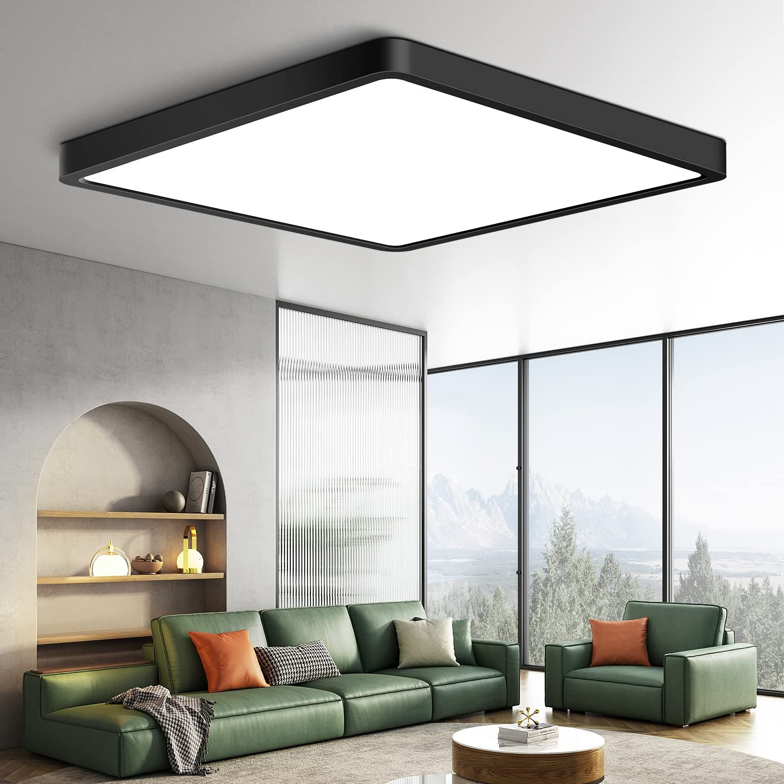 12 Inch 24W Square LED Ceiling Light, 5000K Daylight White, 3200LM, Black, Modern Minimalist, Living Room, Bedroom, Kitchen, Hallway, Bathroom