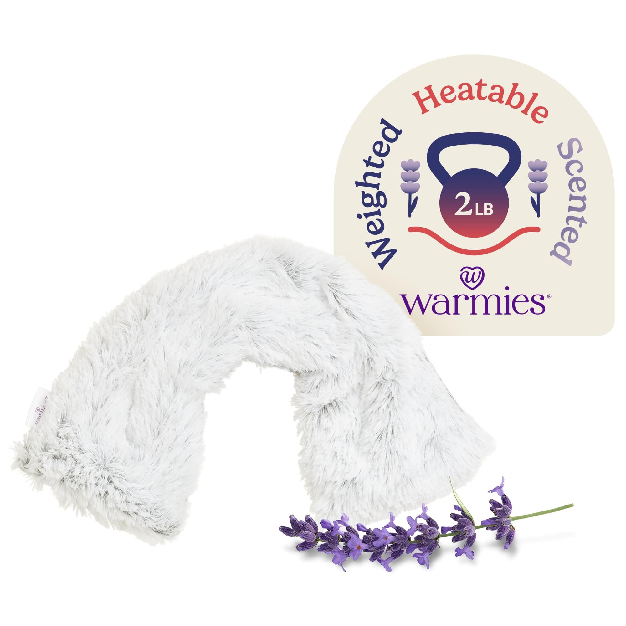 warmies Microwavable Neck & Shoulder Wrap - Heating & Cooling Plush Pad for Calming Relaxation - Weighted & Heated Neck Warmer with Scented Lavender - Microwave Heat Pad for Aches & Pain - Gray