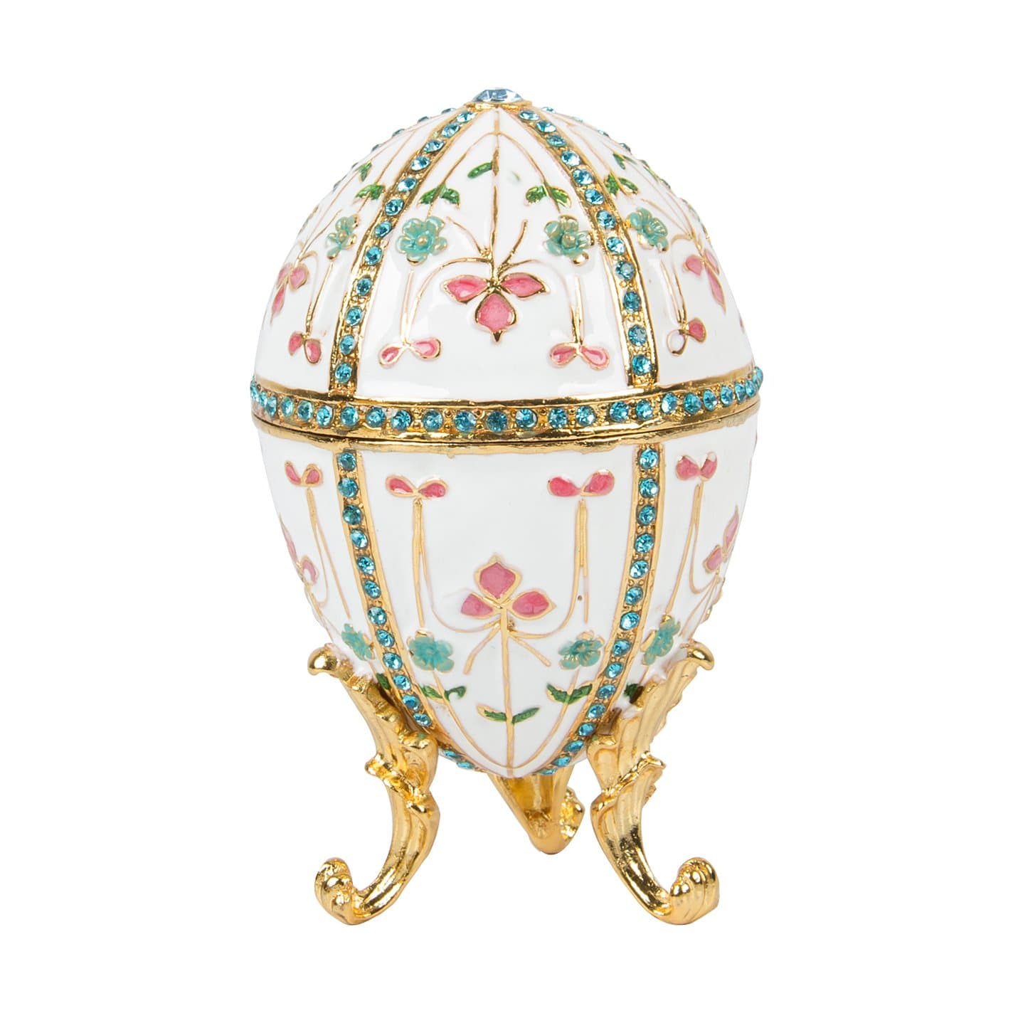 Hand Painted Faberge Egg Style Decorative Enamel Trinket Box Unique Gift for Family