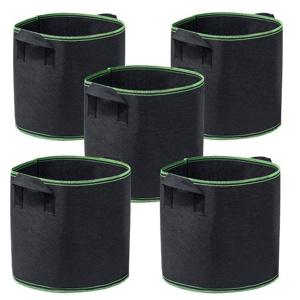 5-Pack 2 Gallon Grow Bags Heavy Duty Container Thickened Nonwoven Fabric Plant Pots with Handles