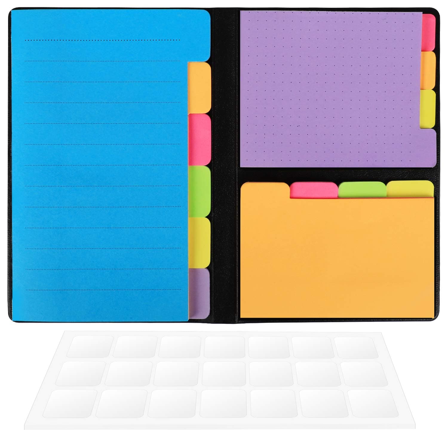 JARLINK 308-in-1 Divider Sticky Notes Set, Super Sticky Page Markers, Prioritize with Color Coding, 60 Ruled, 40 Dotted, 40 Blank, 168 Labels