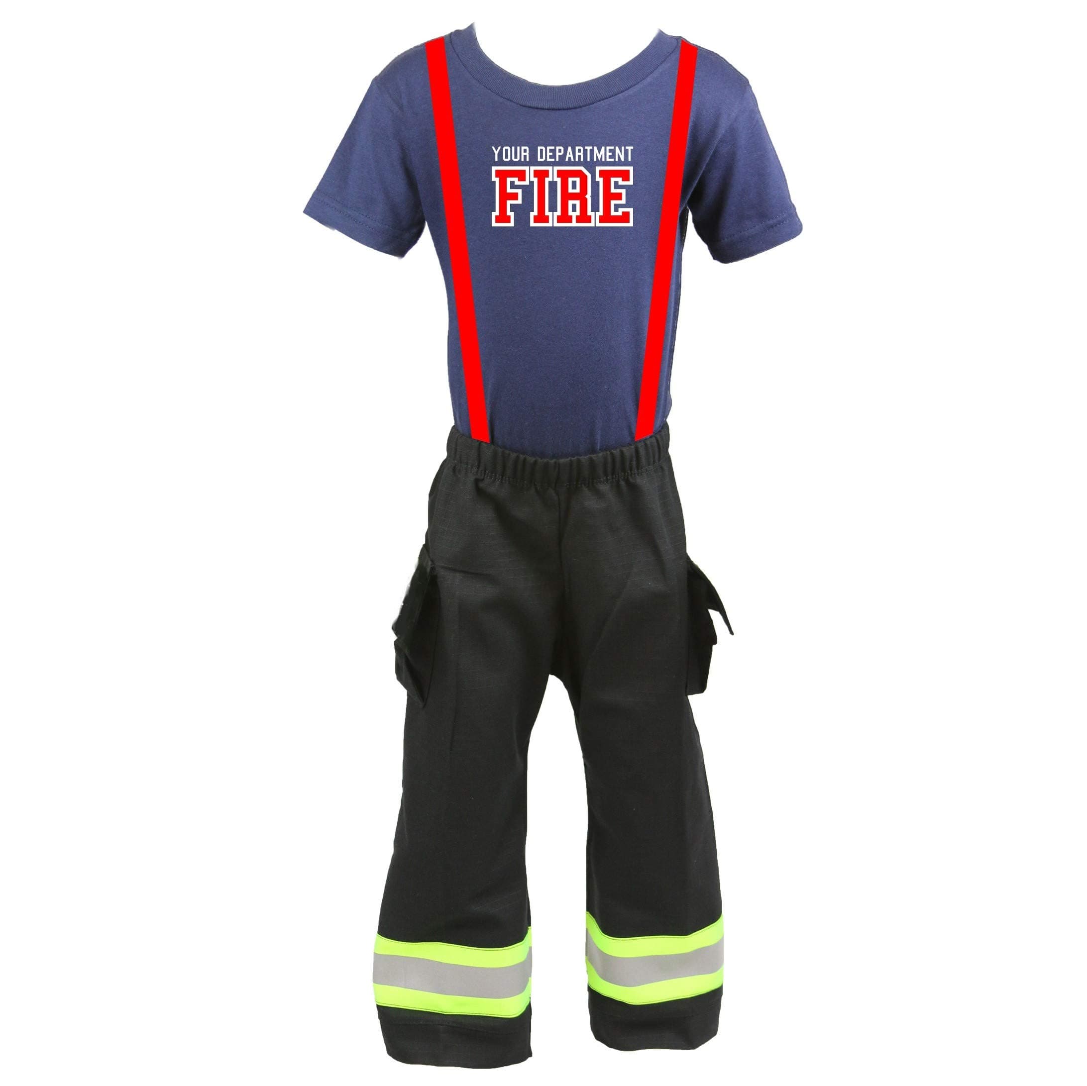 Fully Involved Stitching Firefighter Personalized Black 2-Piece Toddler Outfit