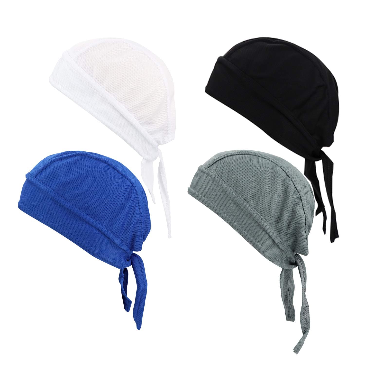 4 Pack Dew Rags for Men, Skull Caps Cycling Caps Biker Doo Rags Motorcycle Cooling Helmet Liner Bandana Beanie Caps Durag