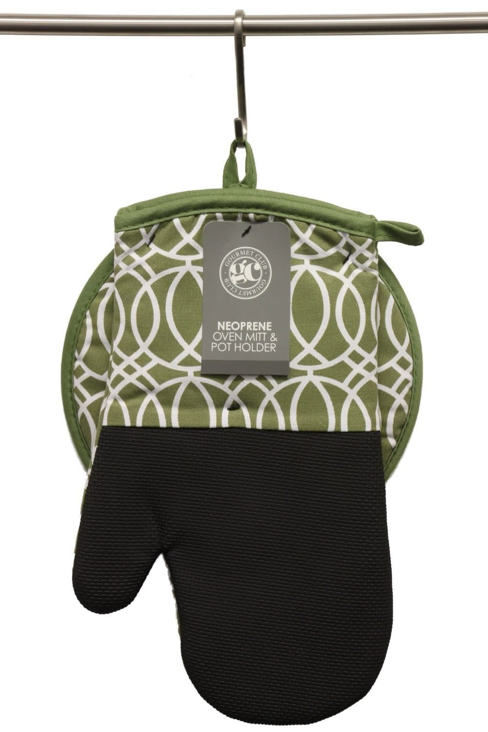 Oven Mitt and Potholder Set - Pot Holders and Oven Mitts Protect Hands and Surfaces - Kitchen Essentials Ideal for Cooking, Baking - Heat Resistant to 500F - Cotton w/Neoprene Silicone for Easy Grip