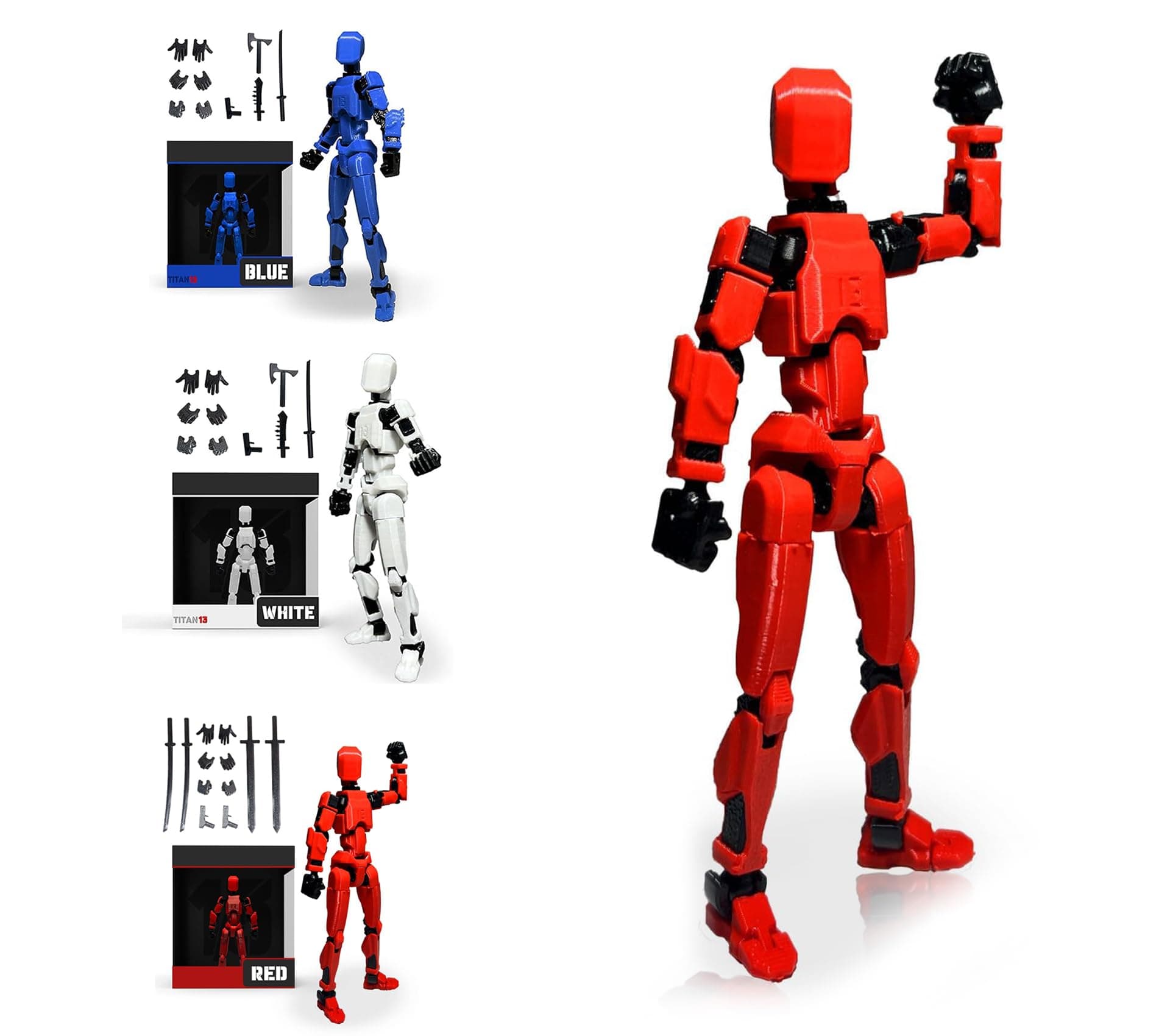 (3Pack) T13 Action Figure Set | Titan 13 Action Figure Multi-Jointed Movable | 3D Printed Action Figure | Articulated Robot Dummy Action Figures | 3Pack Set