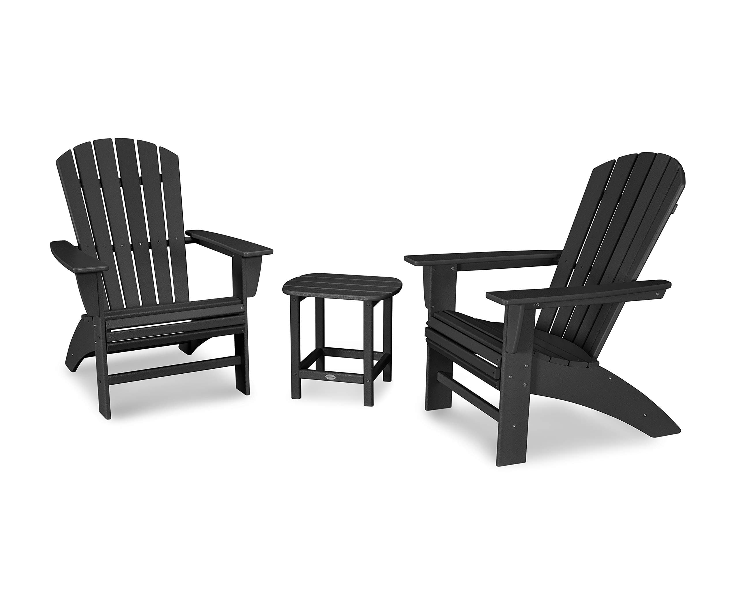 PolywoodNautical 3-Piece Curveback Adirondack Chair Set with Side Table