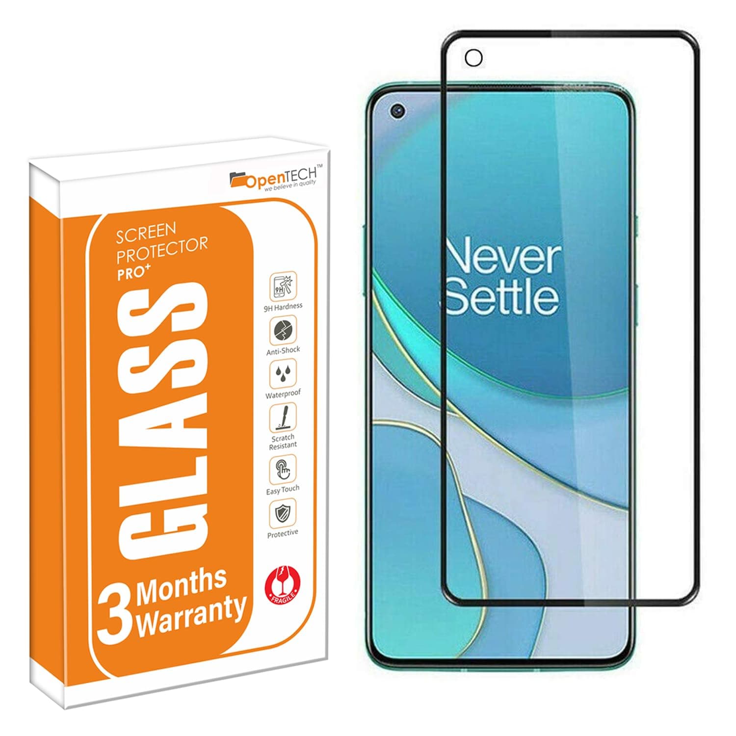 OpenTech® Military-Grade Tempered Glass Screen Protector Compatible for OnePlus 8T / OnePlus 9 with Edge to Edge Coverage and Easy Installation kit