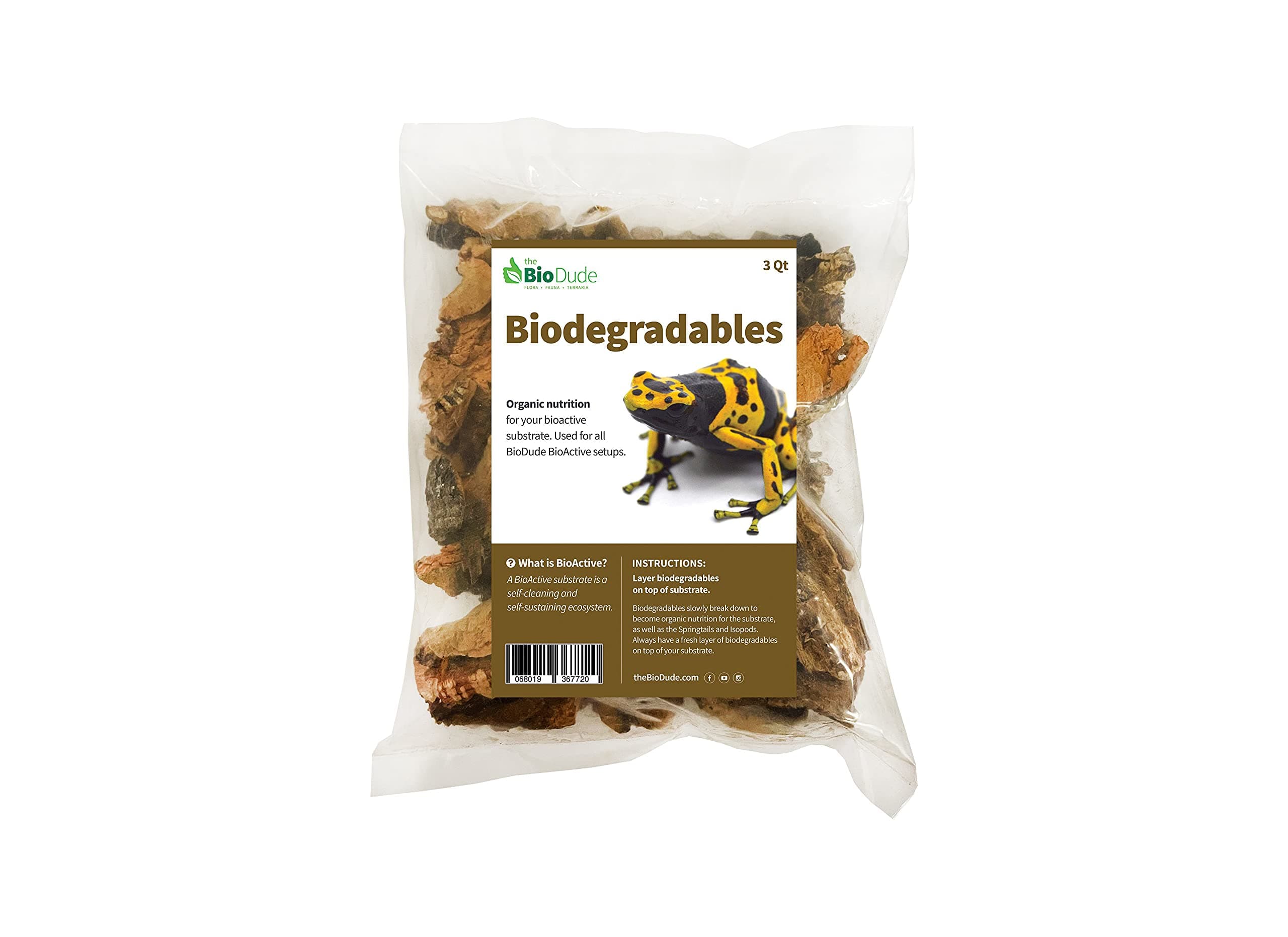 The Bio Dude Virgin Cork Bark Chunks 4" x 6" Bag, for Isopods, Springtails, Reptiles, Frogs and bioactive terrariums