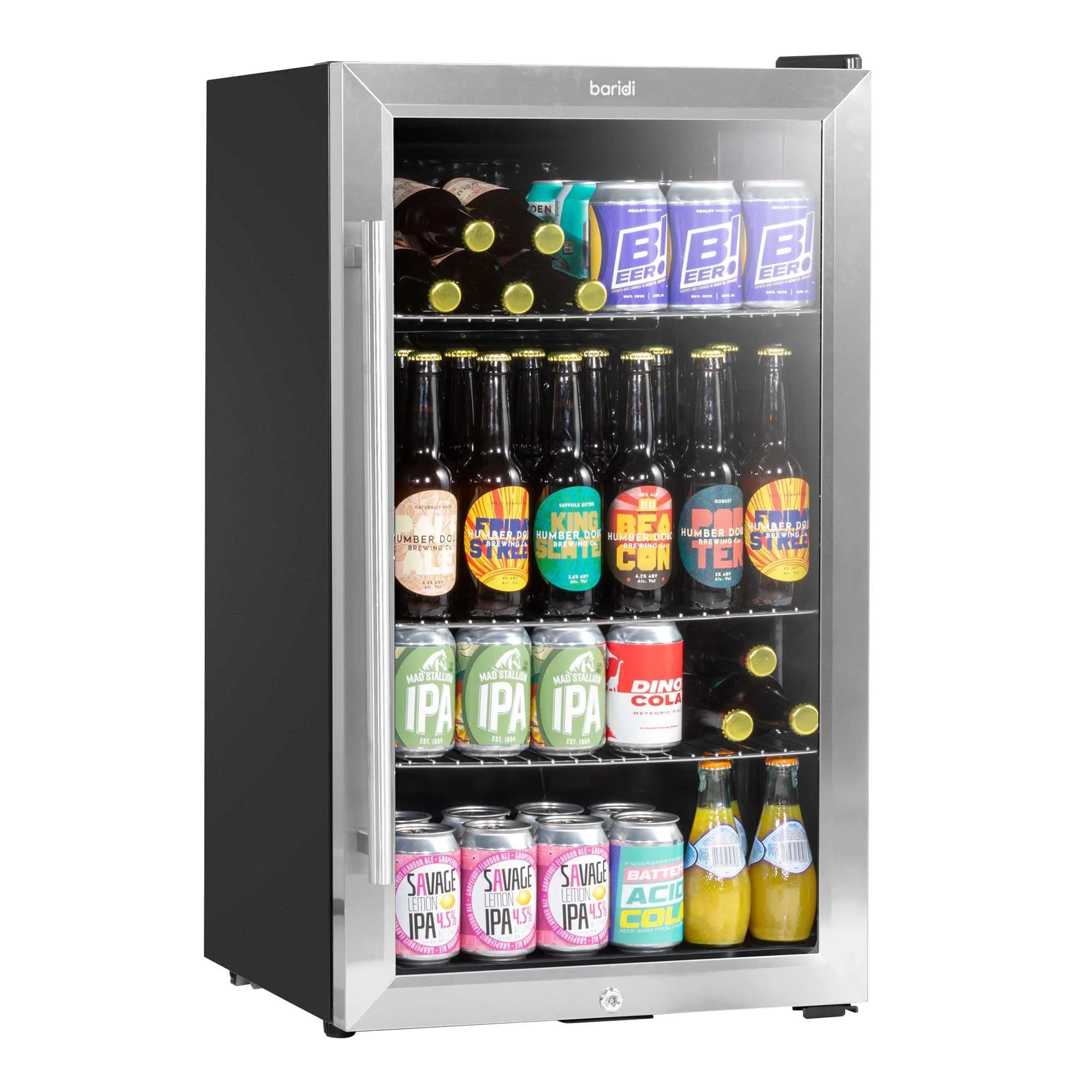Dellonda Baridi 85L Under Counter Drinks, Beer & Wine Fridge with Light, Stainless Steel - DH31
