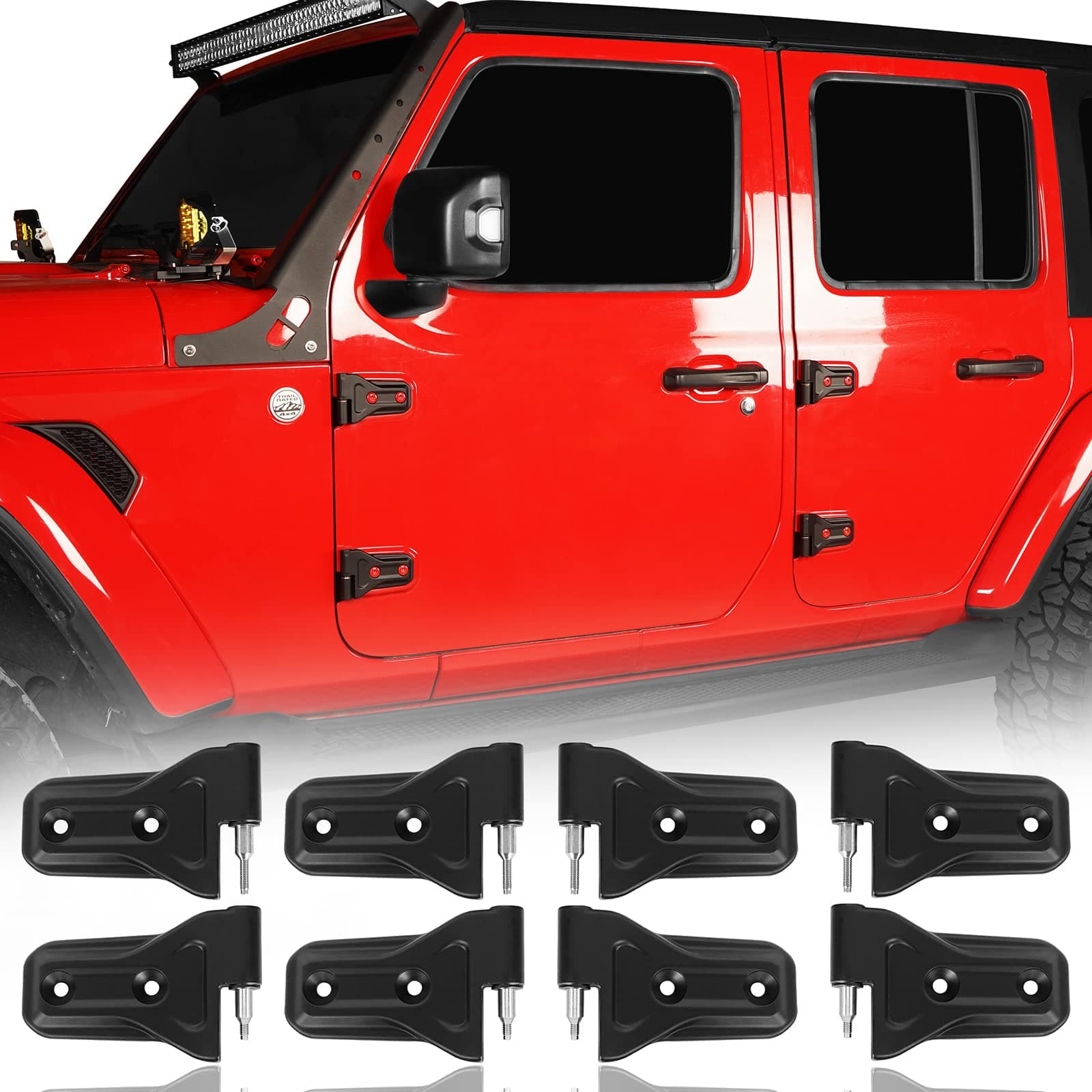 Hooke Road for Jeep Door Hinge Kit Compatible with Jeep Wrangler JL Unlimited 4-Door | Gladiator JT 2018-2025 (Set of 8 Hinges)