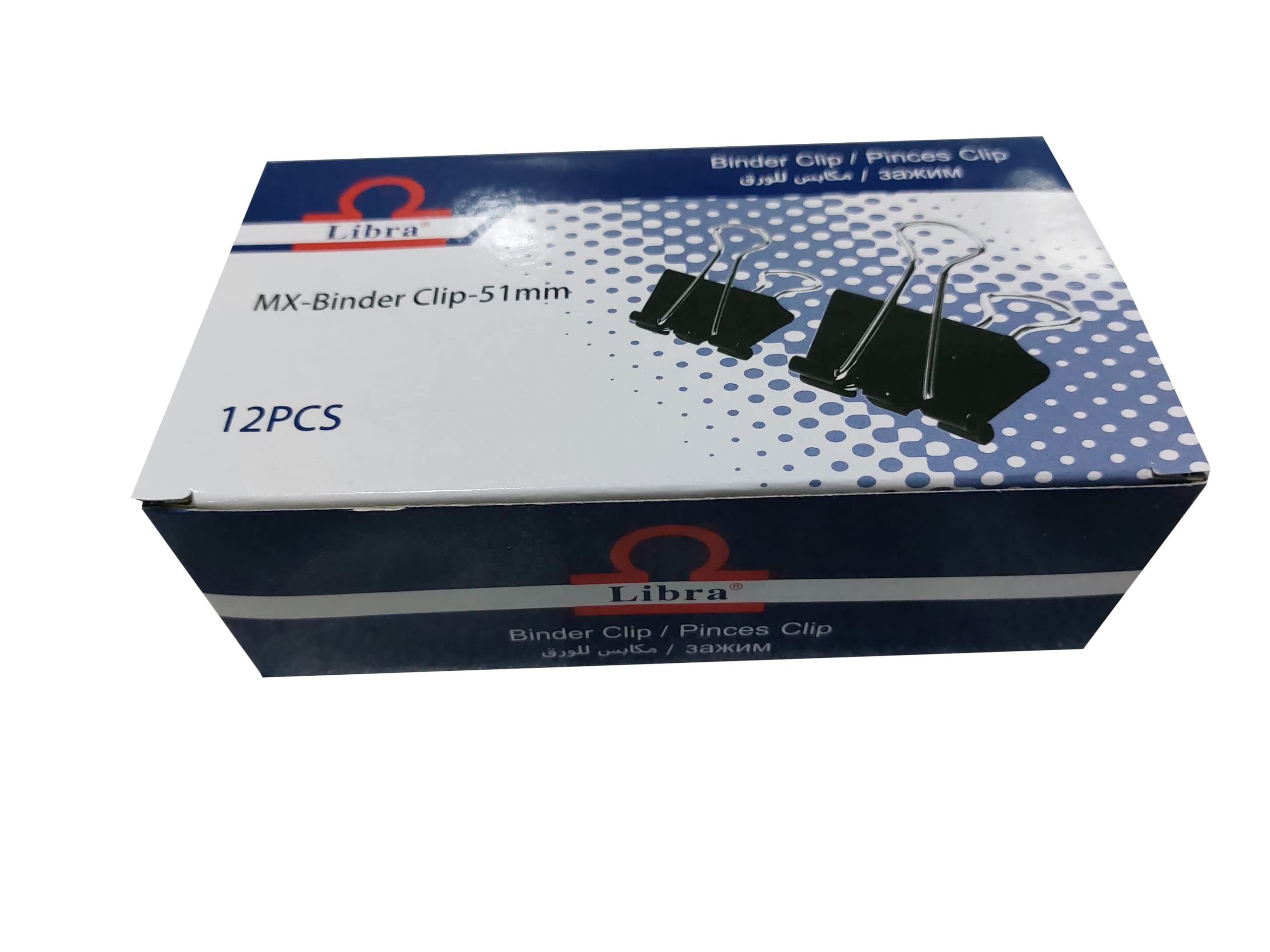 Libra Binder Clip 12 Pieces Set, 51 mm Size