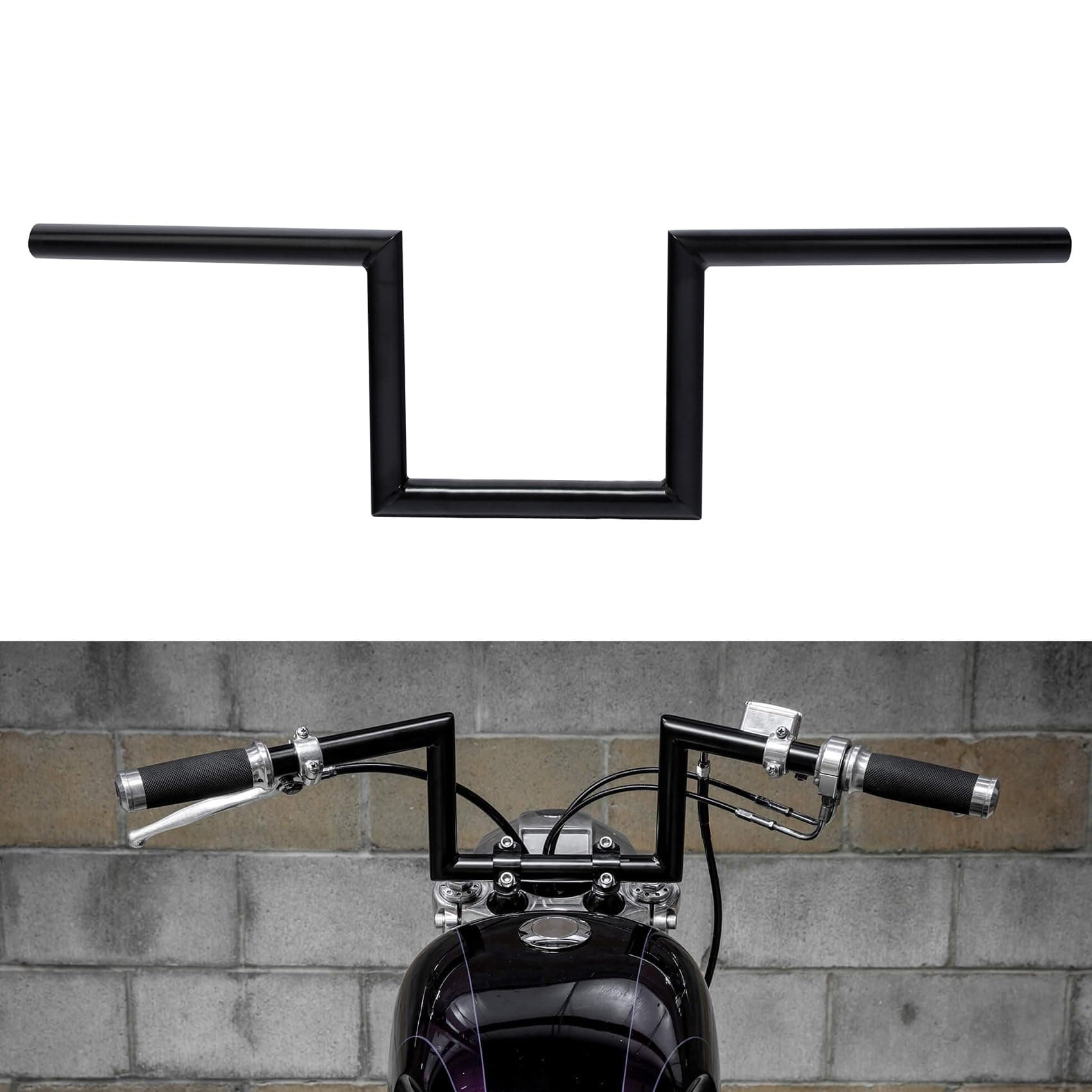 CUSTOM CHROME CCI 8" Rise 1" Fat Z-Bar Handlebar Fit For Harley-Davidson Honda Yamaha Suzuki Kawasaki Triumph Most Chopper Cruisers Bobber Bike Cafe Racer