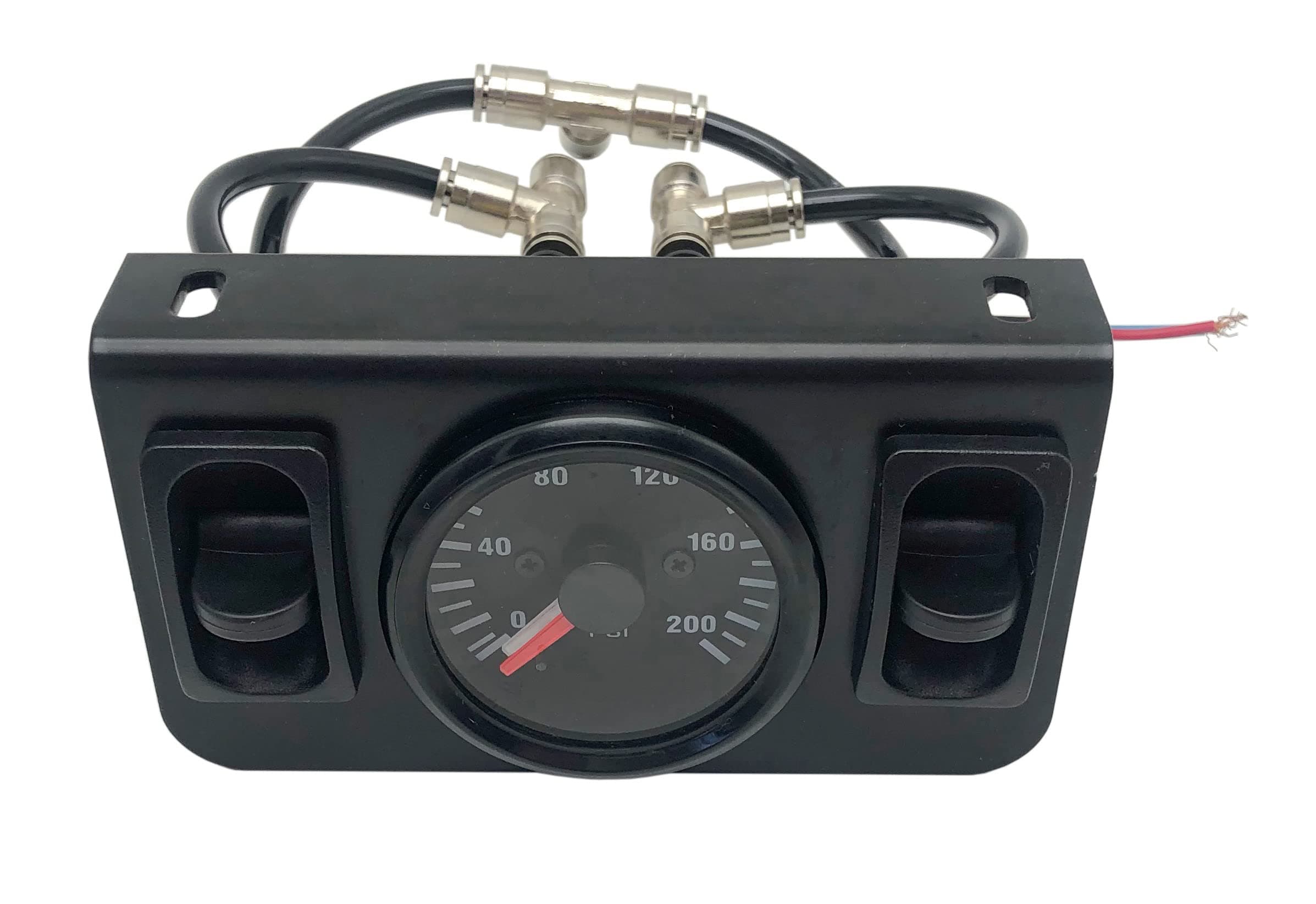 Panel Paddle Valve Switch Dual Needle Gauge with Air Fittings for Air Suspension Dual Air Gauge Controller