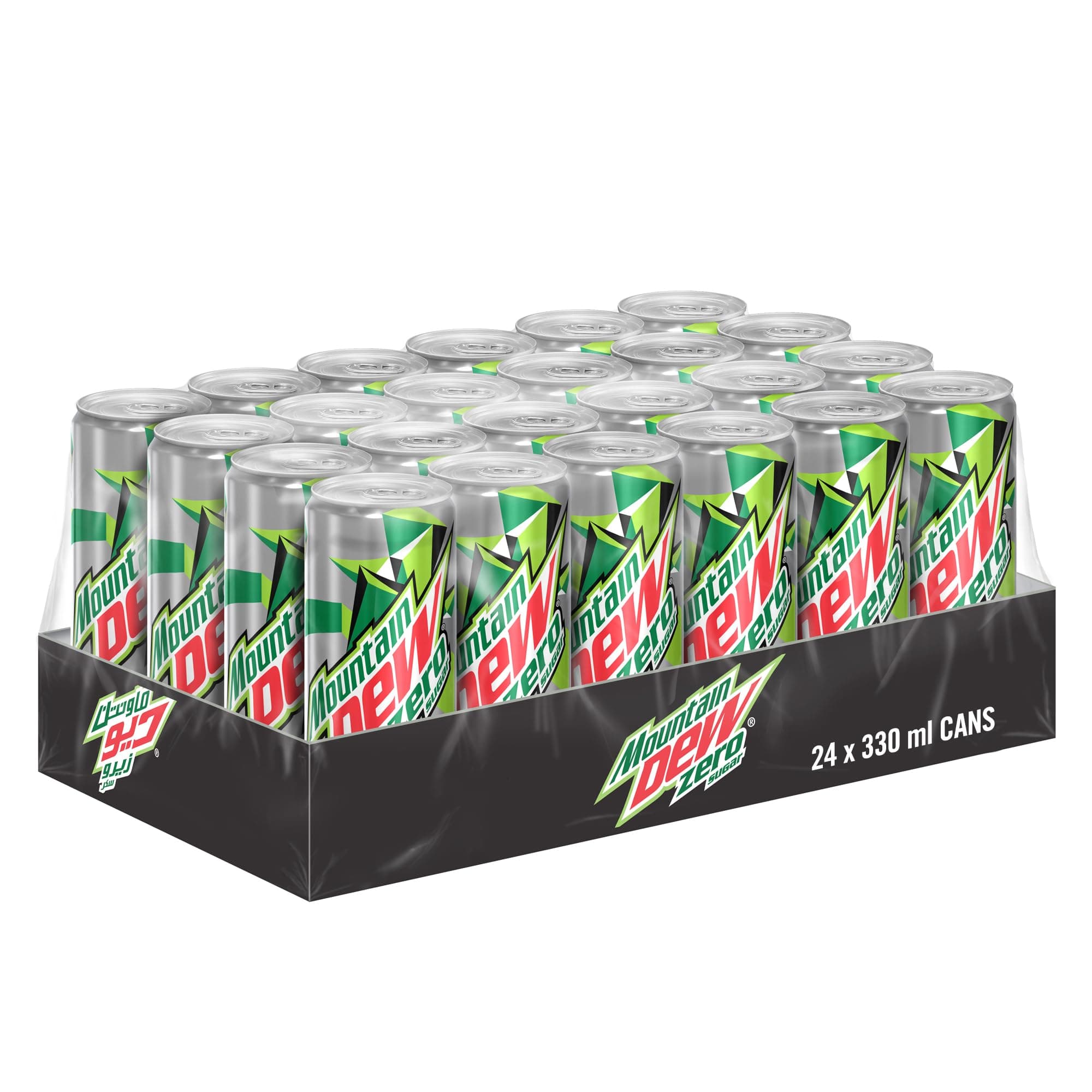 Mountain Dew Zero, 24x330ml Cans, Sugar-Free Soft Drink, Bold & Refreshing Carbonated Beverage, Crisp & Delicious Taste, Tangy Citrus Flavor