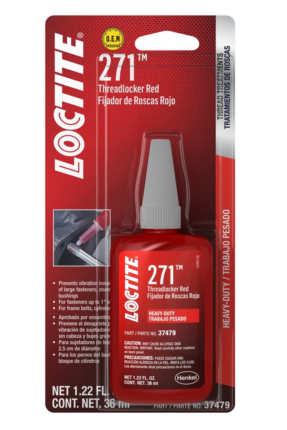 37479 271 Red Heavy Duty Threadlocker Bottle - 36 ml