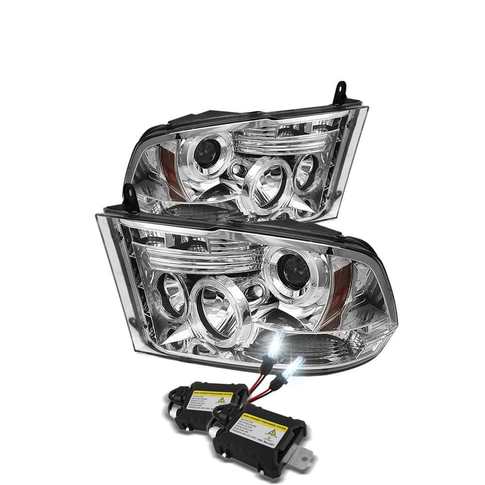 Eautolight 8000k Slim Xenon HID Kit+ 09-11 Dodge Ram Halo DRL LED Projector Head Lights