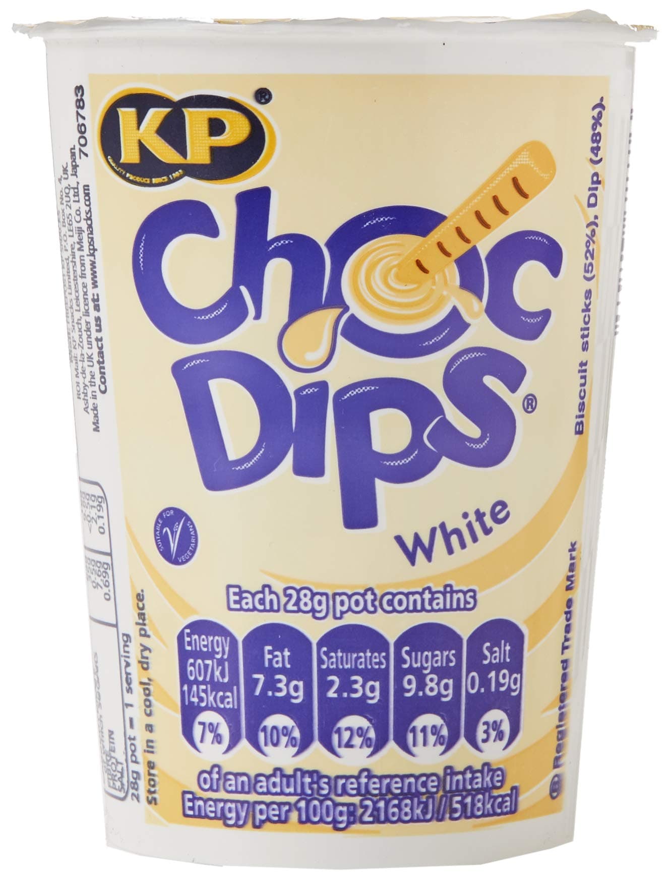 KP Choc Dips White Chocolate 28g, Case of 12