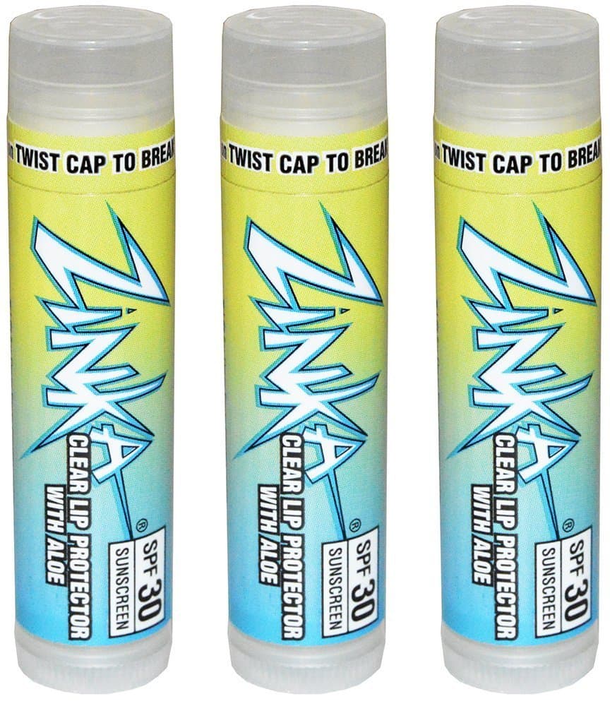 Zinka Clear Lip Protector With Aloe SPF 30 Sunscreen Lip Balm .15 Ounce (Pack of 3)