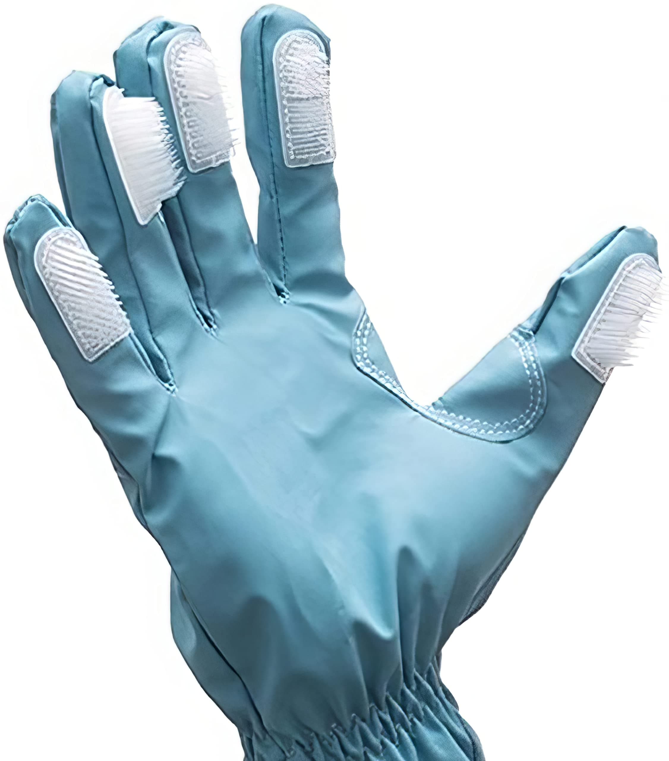 Medium Rubber Gloves with Bristles for Scrubbing Dishwashing, kitchen, bathroom or DIY Scrubber - One Pair Blue