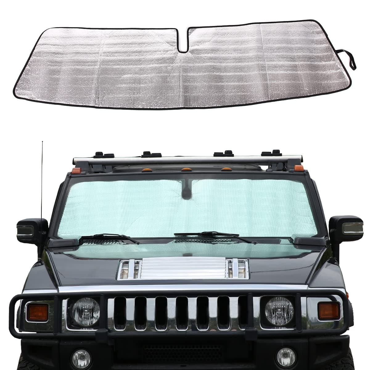 Windshield Sunshade Foldable Reflective Sun Visor Compatible with Hummer H2 2003-2007, Auto Interior Sun Protection Visors, Keeps Your Vehicle Cool, 1 PCS (Fit for H2)