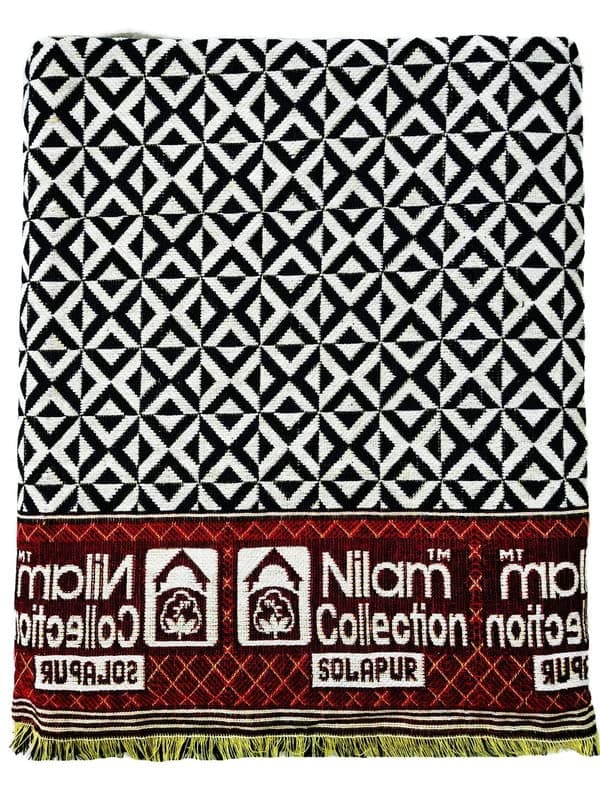 Cotton Solapur Chaddar Bouble Bed Size Blanket/Bed Sheet 300 TC Multi Color Pack of 1 (Size- 68X100 inch)