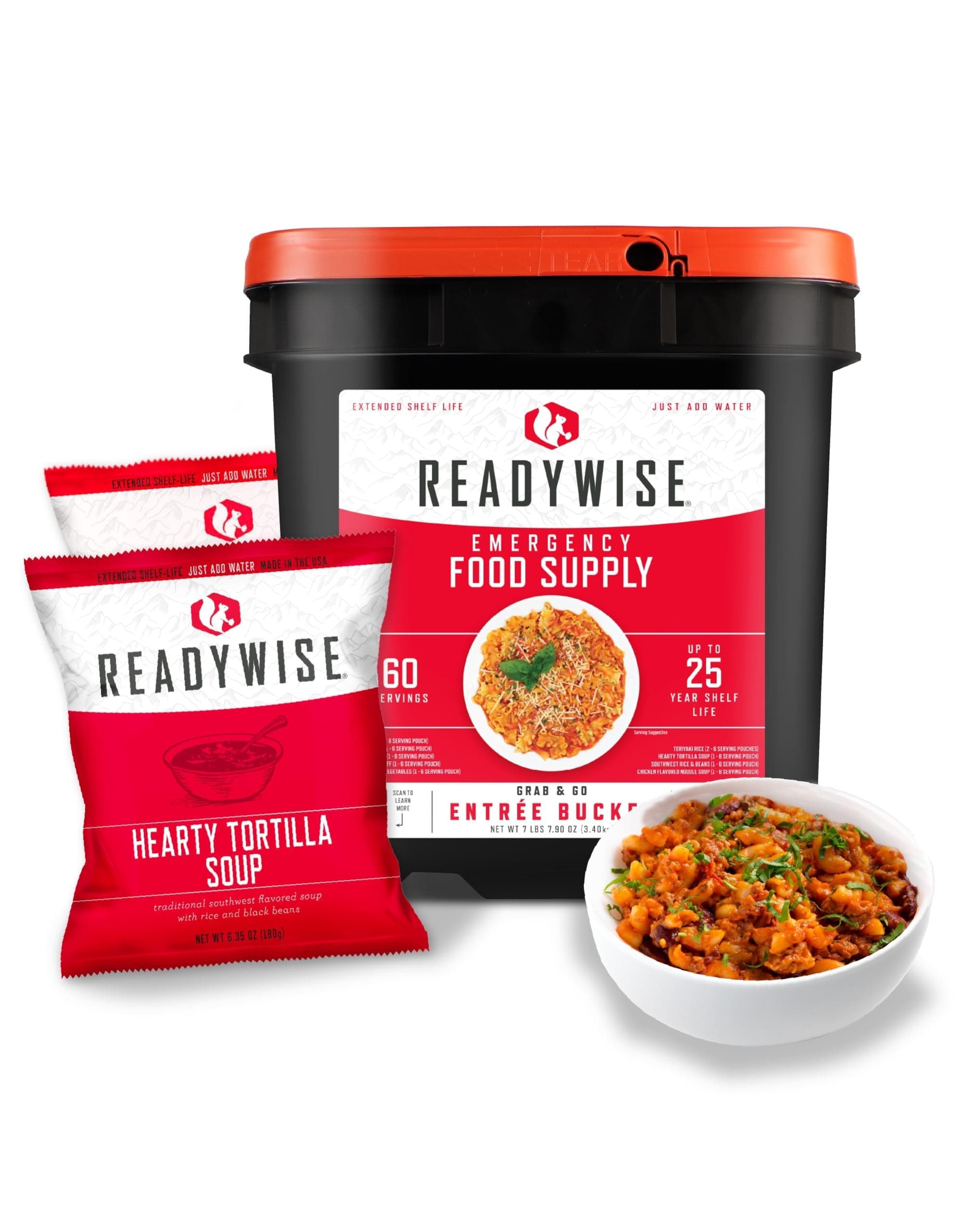 ReadyWise, 60 Servings, Lunch & Dinner, 13 Different Recipies, Grab & Go, Freeze Dried, Up To 25 Years Shelf Life, Emergency Food, 7 Days Food For 1 Person