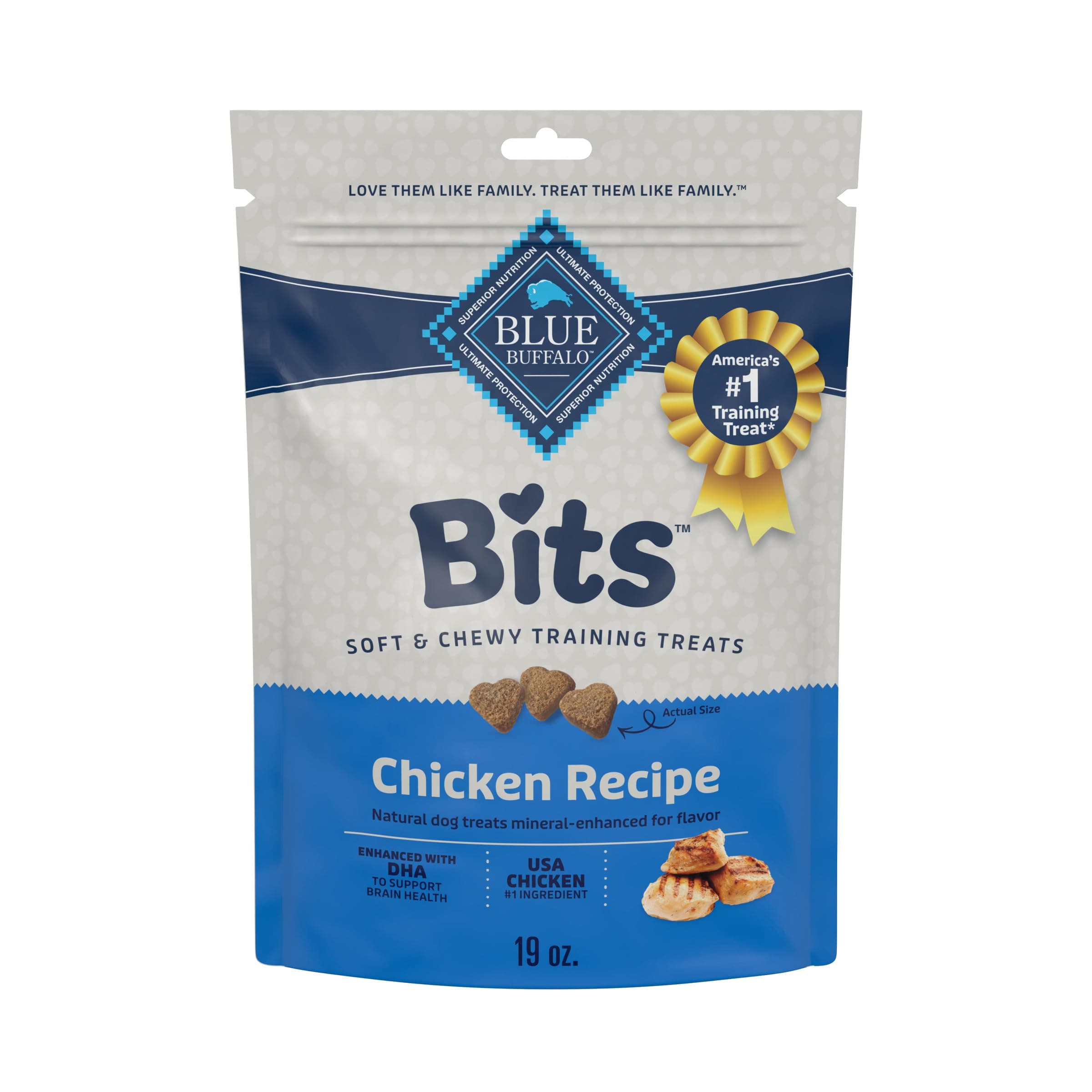 Bits Soft Dog Treats for Training, Made with Natural Ingredients & Enhanced with DHA, Chicken Recipe, 19-oz Bag
