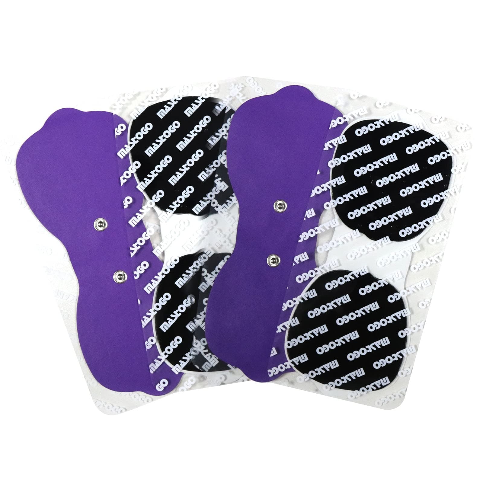 MASTOGO Tens Unit Wireless Electrode Pads, Replacement Electrode Pads with Standard 3.5mm Snap-on Connectors (4PCS/Set) (Purple)