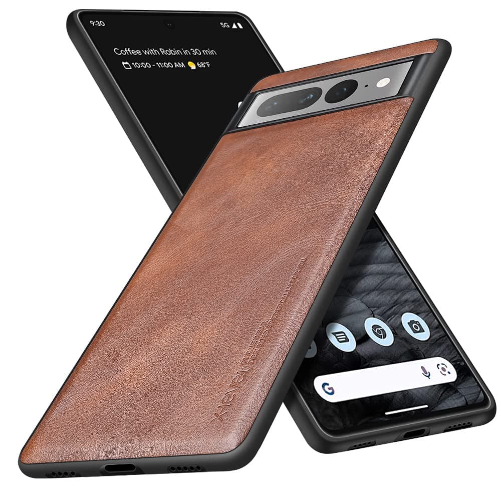 X-Level PU Leather Soft TPU Bumper Shockproof Phone Cover for Google Pixel 7 Pro 2022 (Brown)