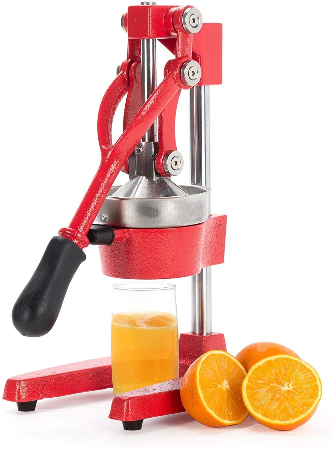 Manual Citrus Juicer, Professional Orange and Lemon Juice Maker, Easy to Clean, Red