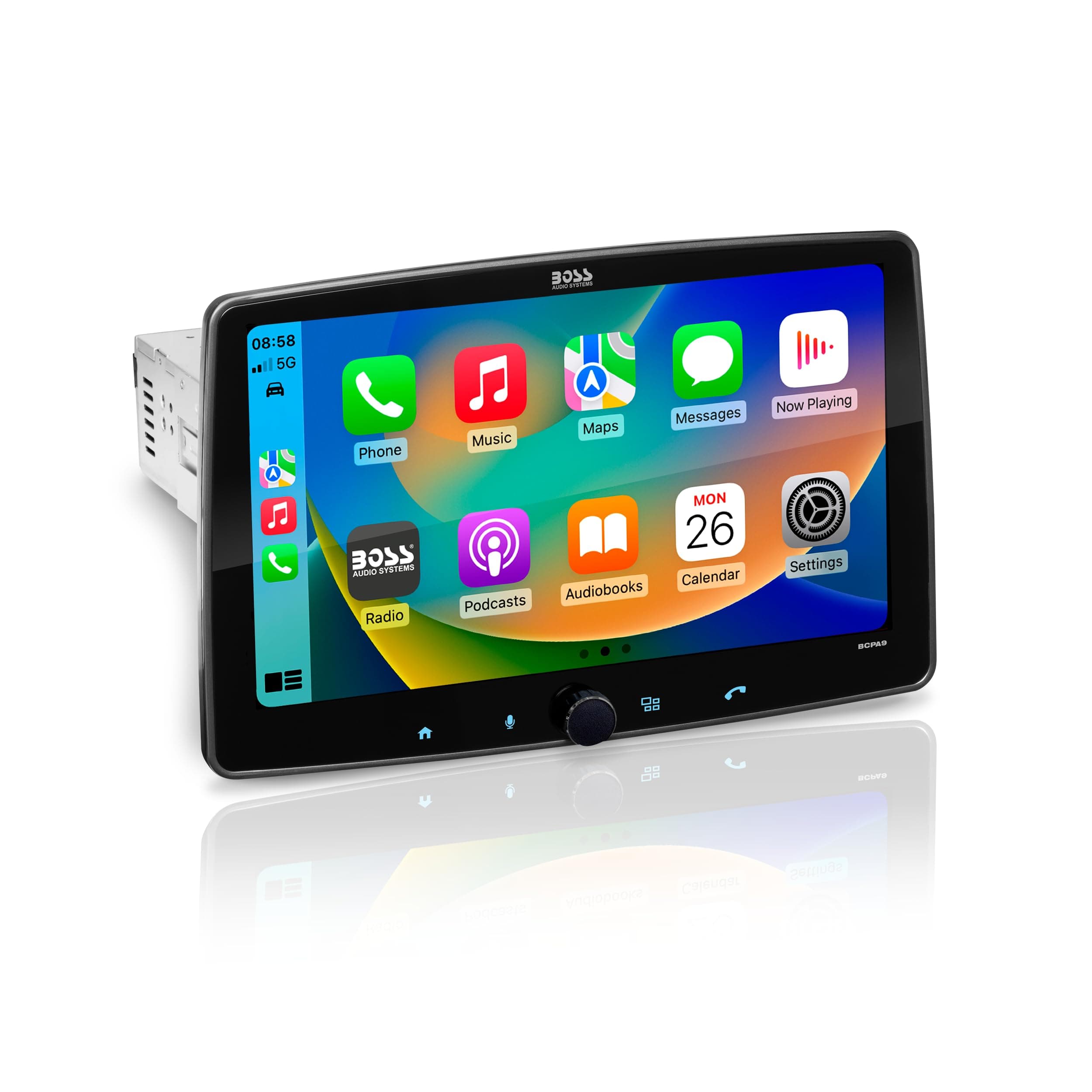 BCPA9 Single DIN Car Stereo Wireless Apple CarPlay, Android Auto, 9 Inch Touchscreen, Bluetooth, AM/FM Radio Receiver