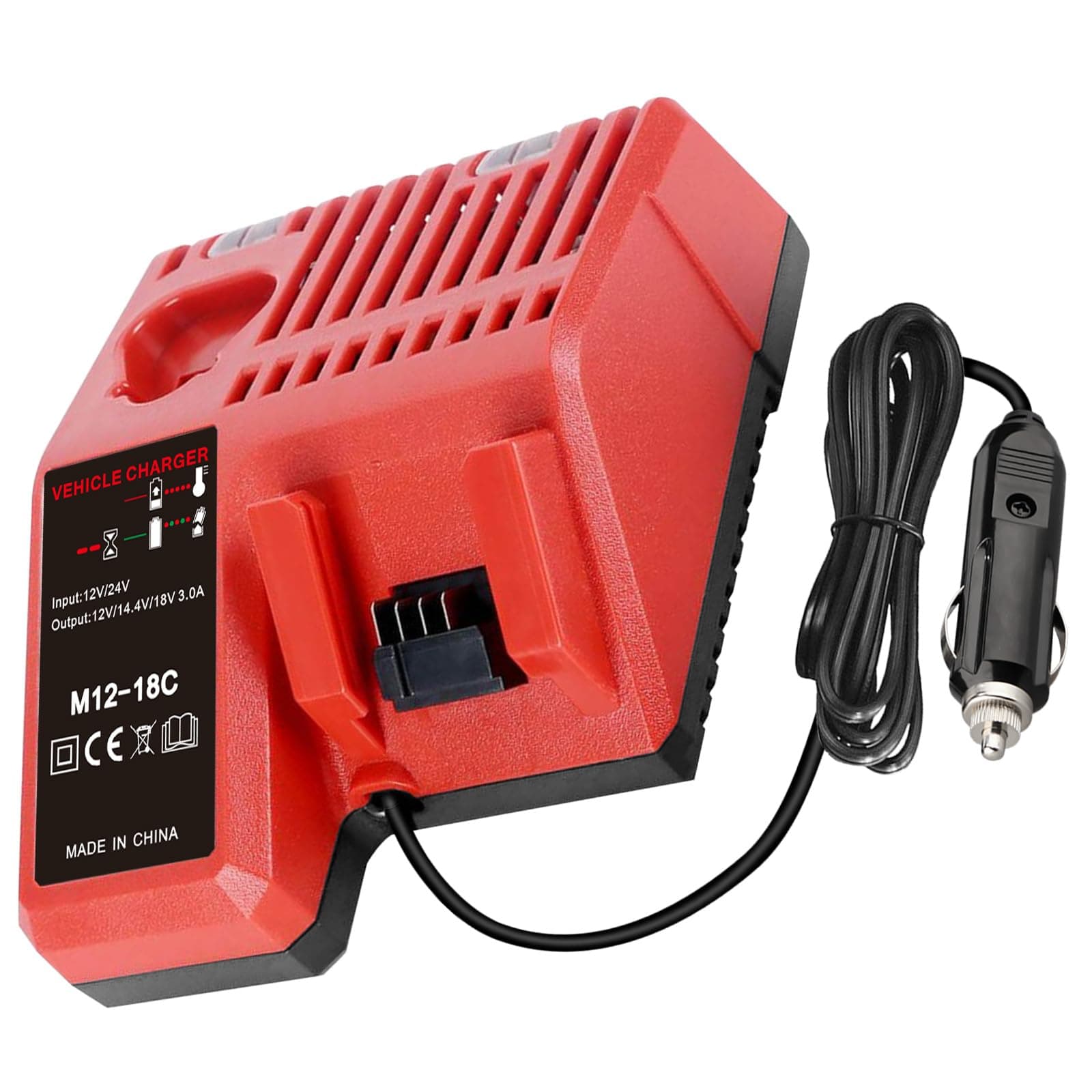 Replacement for Milwaukee Electric Tools Corp 48-59-1810 Vehicle or M-12 M-18 Car Charger,for Milwaukee 48-11-2420 48-11-1815 48-11-1840 48-11-1841 48-11-1850 12V 18V XC Lithium-ion Battery