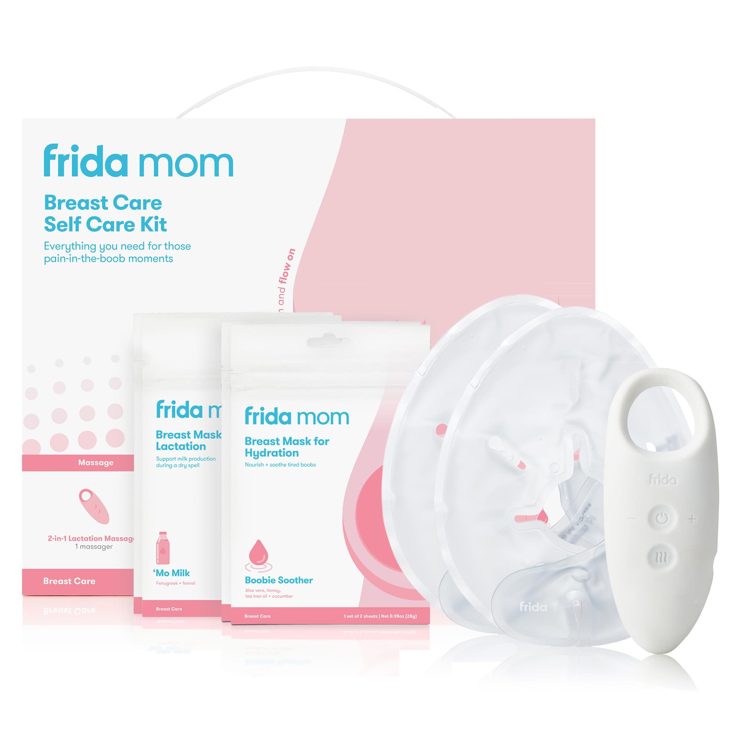Frida Mom 9pc Breastfeeding Essentials Kit for Lactation Support & Nipple Relief, Includes Lactation Massager, Heating Pads, Breast Masks for Hydration & Milk Flow, Postpartum Essential Gift Set