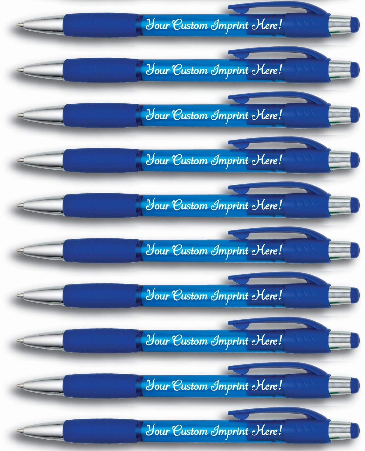 ExpressDesigns™ Personalized Ballpoint Pen - The Cutey Click Custom Printed - Full color Name - Logo - Message with Personalization - 12 Qty (Translucent Dark Blue)