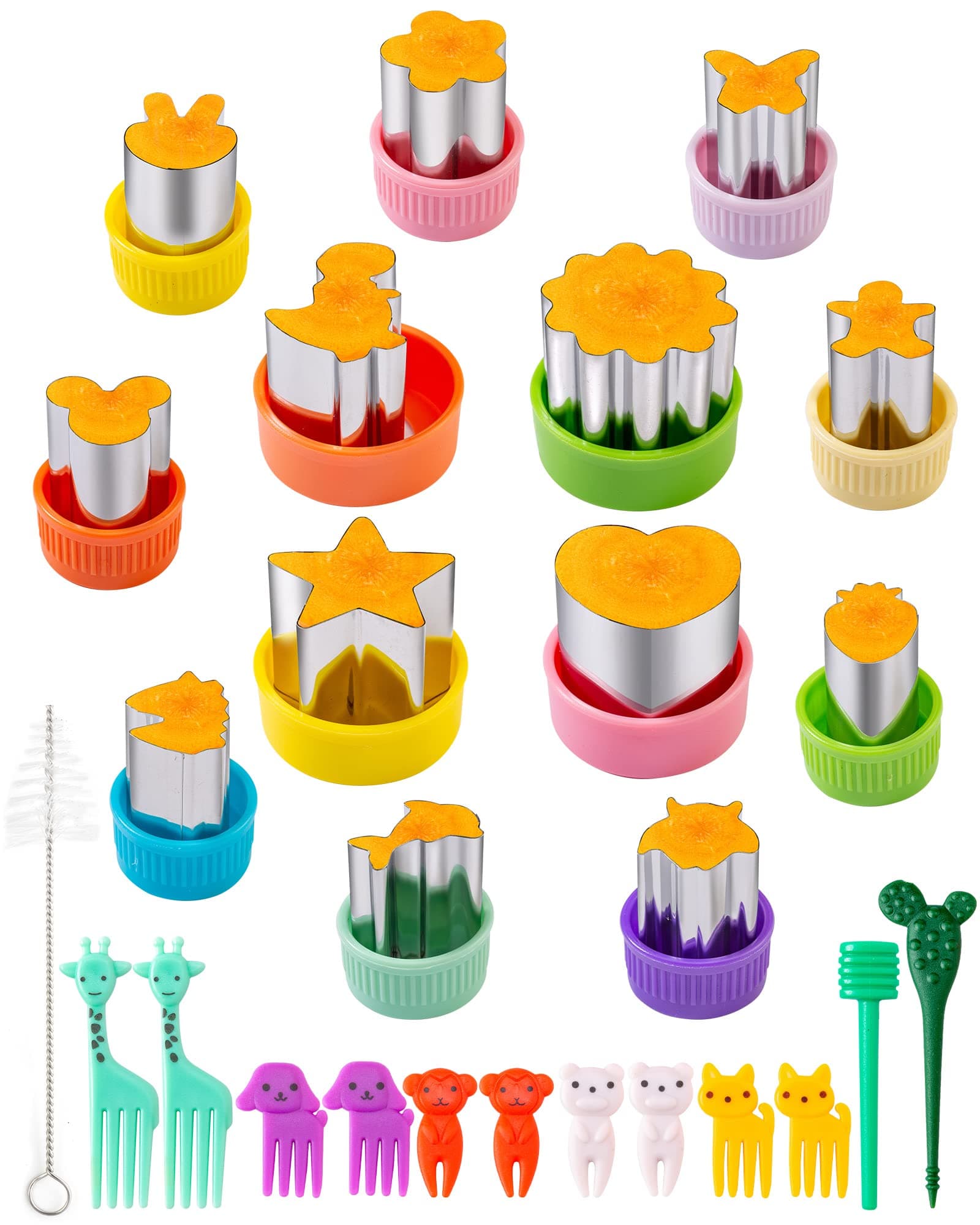 Kimfead Bread and Vegetable Cookie Cutter for Children, 26 Pieces, Cookie Cutter with Food Picks