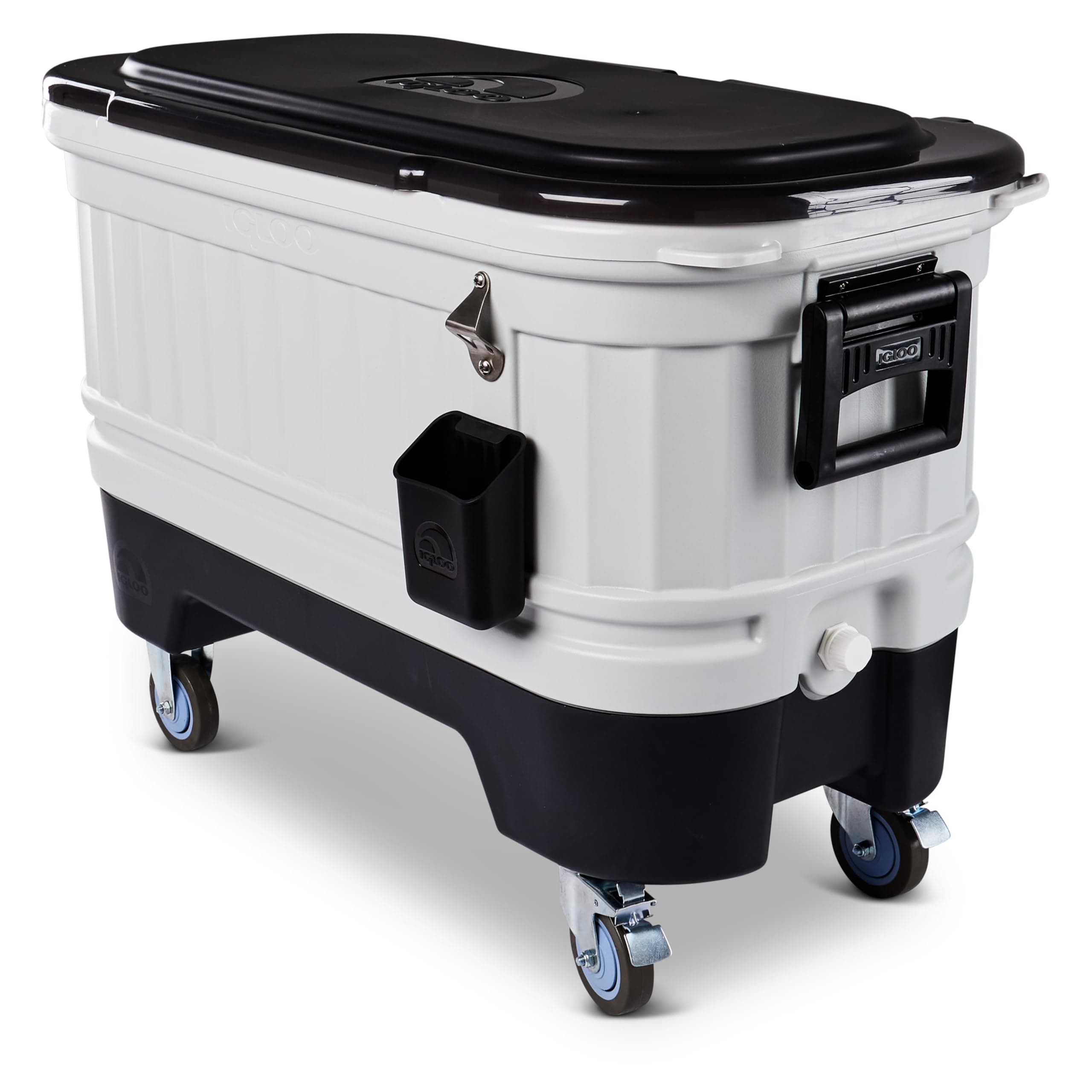 Igloo 125 Qt Party Bar Rolling Cooler with Bottle Opener and Catch Bins