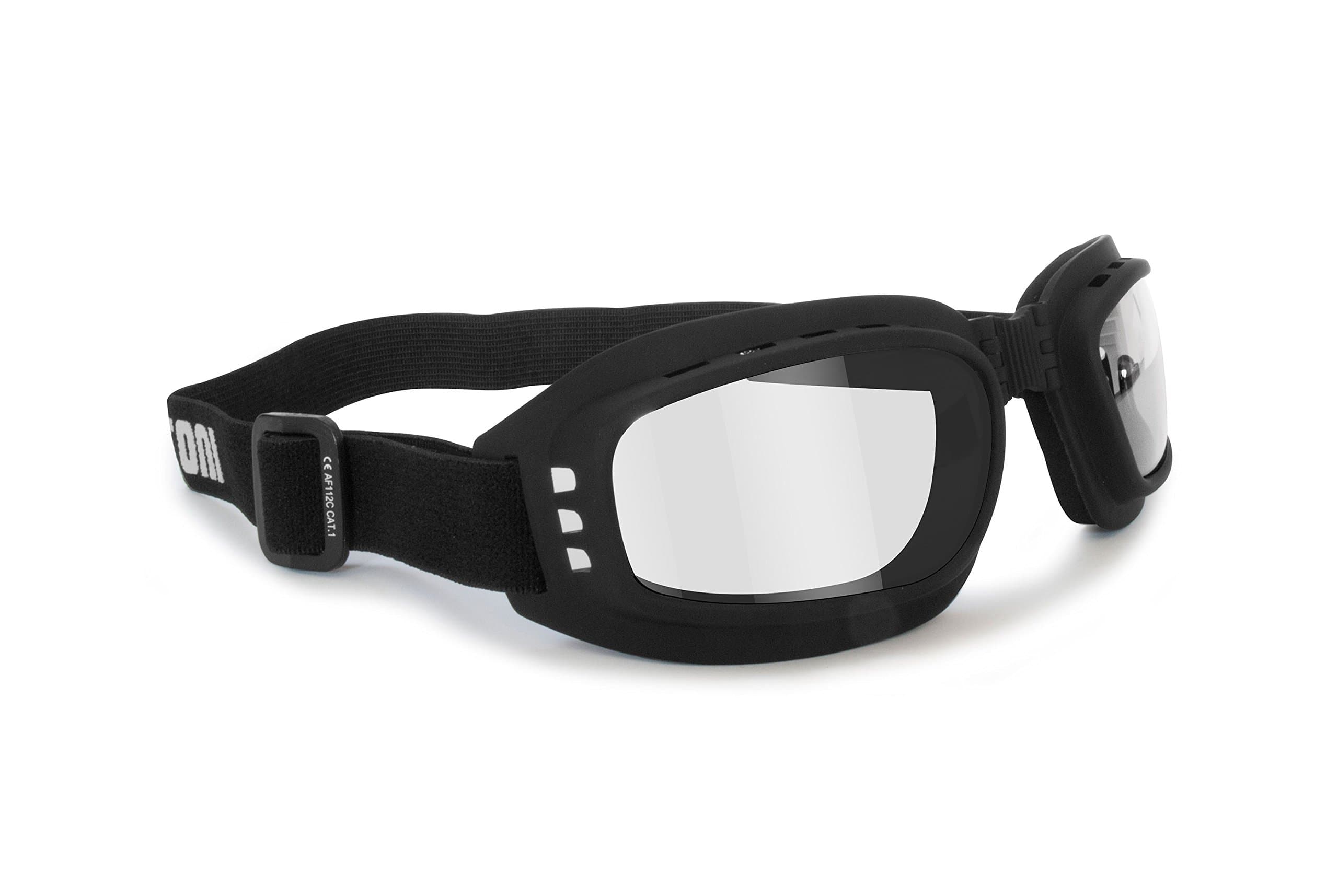 Motorcycle Goggles Riding Padded Glasses Photochromic - Adjustable Strap - Ventilated mod. 112 Motorbike Goggles