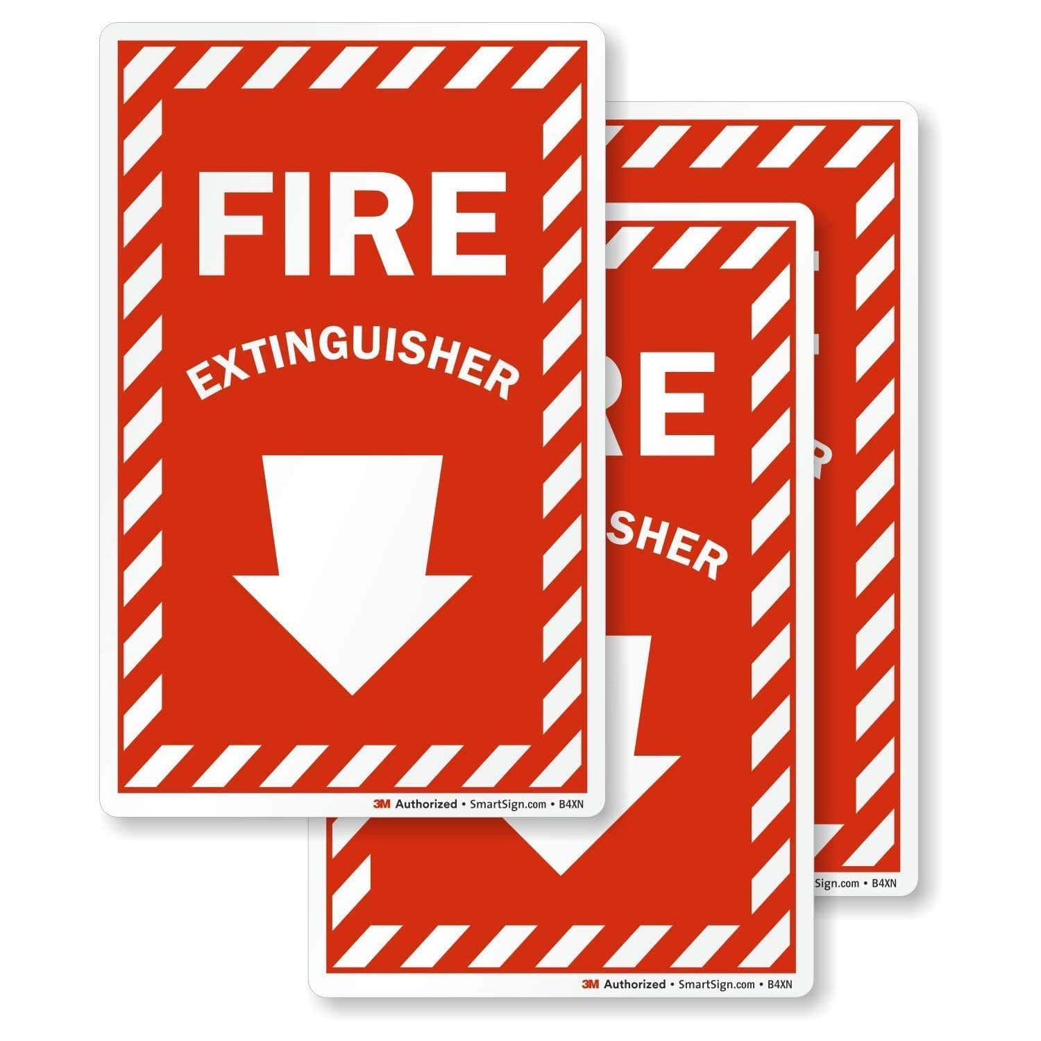 SmartSign Fire Extinguisher Label with Down Arrow | 4" x 6" 3M Engineer Grade Reflective, Pack of 3, Made in USA