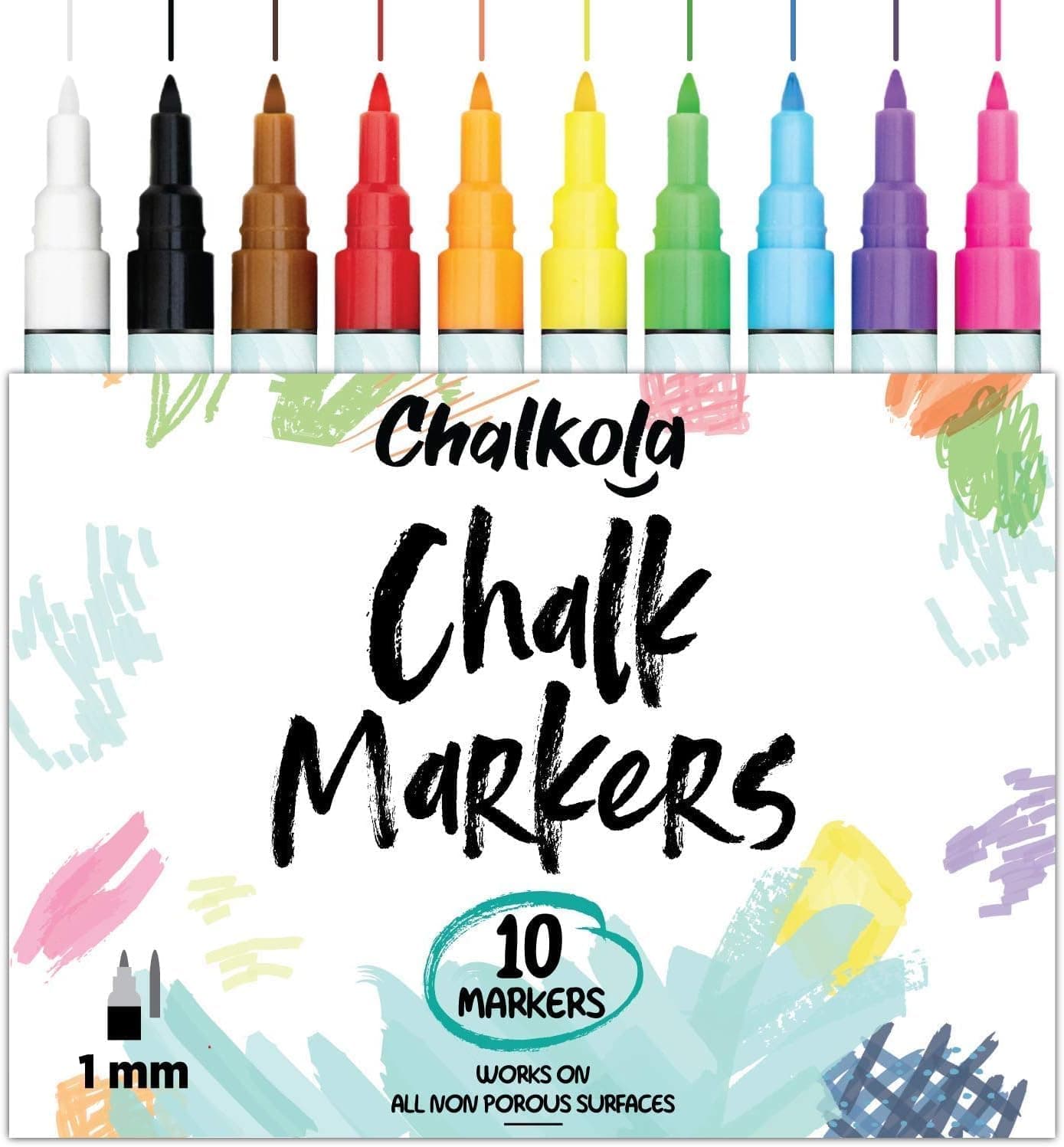 - Chalk Markers Fine Tip (10 Pack, 1mm Extra Fine Point) - Neon Liquid Chalk Pens for Blackboards, Chalkboard, Bistro, Car Windows, Dry Erase Boards, Glass - Thin, Wet Erase, Erasable Chalkboard Markers