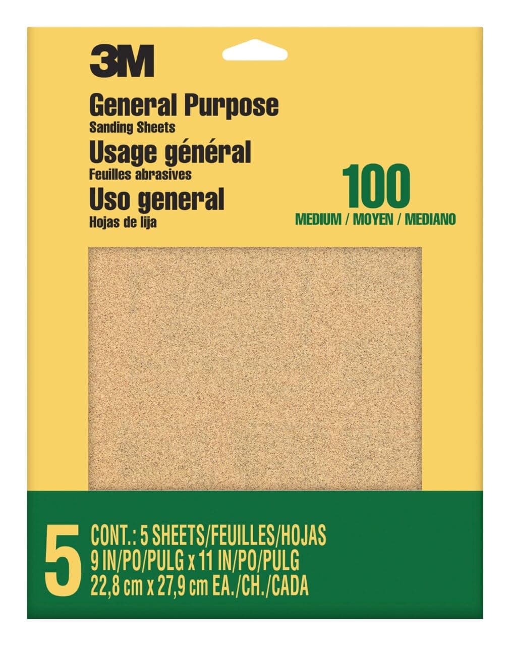 Sandpaper, 100 Grit, 5 Sheets, 9 in x 11 in, Sands Paint, Wood & Metal, Great For General Purpose Sanding, Medium Aluminum Oxide Sand Paper (9002NA-20)