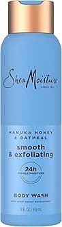 SheaMoisture Manuka Honey Oatmeal Body Wash Smooth & Exfoliating Smooth and Exfoliating body wash for 24H Visible Moisture for Healthy, Glowing Skin 18 oz