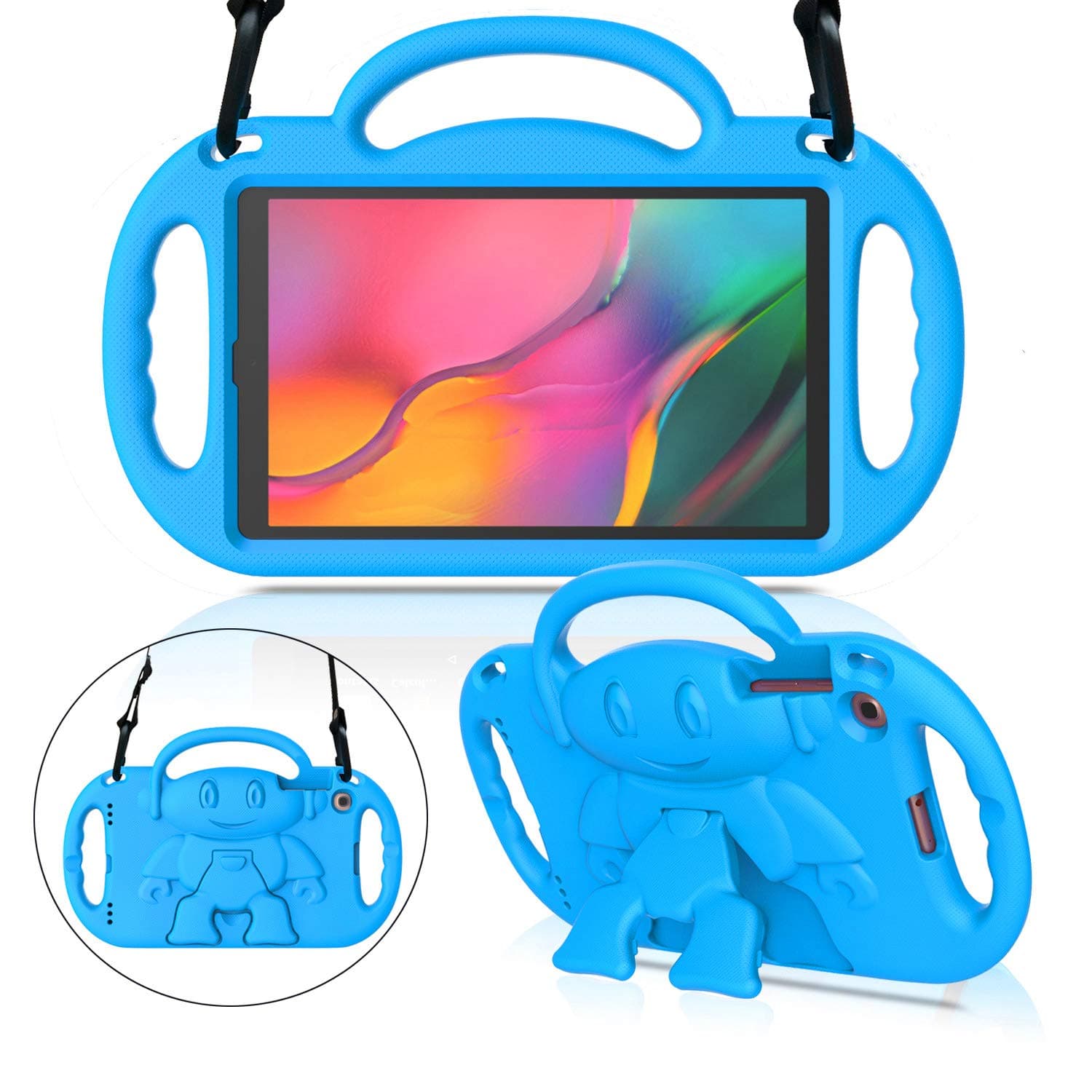 MENZO Kids Case for Samsung Galaxy Tab A 10.1 (2019 Released) SM-T510/T515, Light Weight Shockproof Shoulder Strap Handle Stand Kids-Friendly Case for Galaxy Tab A 10.1 Inch 2019 Release - Blue