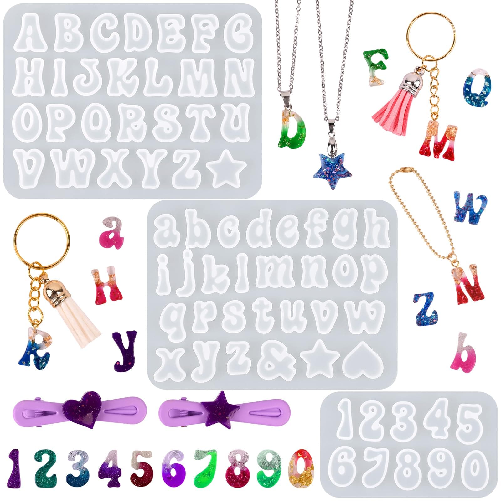 Actvty Mini Alphabet Resin Molds - 3Pcs Letter Molds for Epoxy Casting Small Number Alphabet Silicone Mold for DIY Earring Necklace Pendant Jewelry Resin Crafts Decor