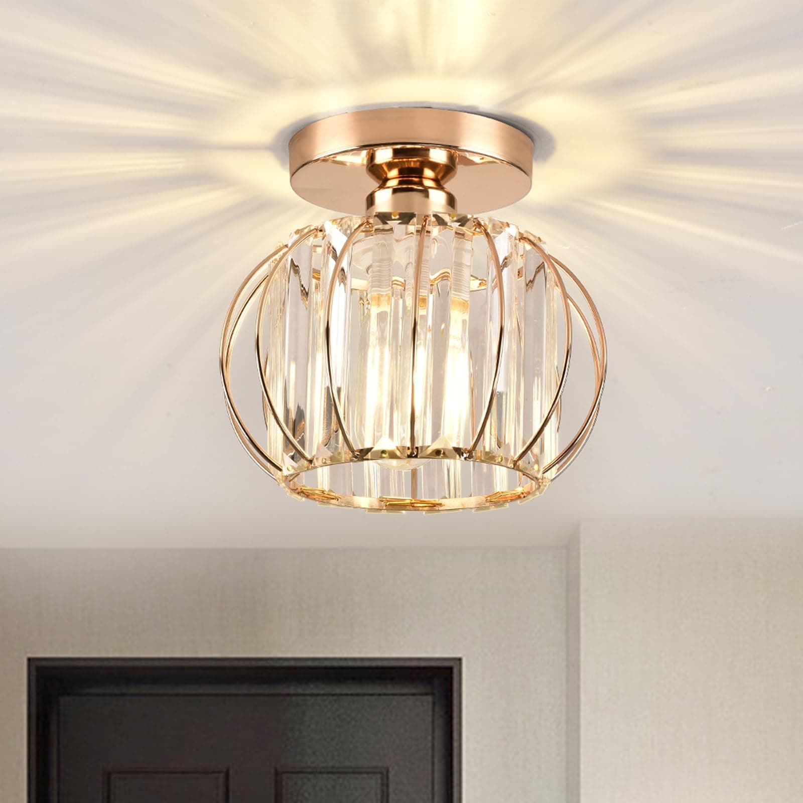 Gold Crystal ceiling Light for Hallway Entrance